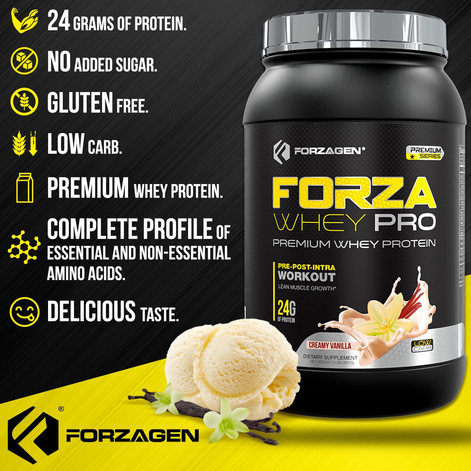 Forzagen Forzagen Whey PRO Low Carb Protein Powder | 24g of Protein per Serving, No Added Sugar, Gluten Free, Premium Whey for Shakes & Mixes for Men & Women, BCAA | Vanilla, 2 lbs. (28 Servings)