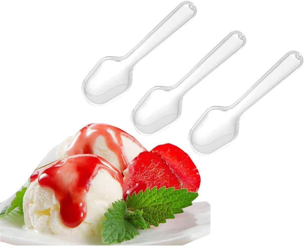 erioctry 500PCS Clear Plastic Mini Plastic Spoon Small Spoon Great Dessert Spoon or Ice Cream Spoon Disposable Plastic Spoon Mini Tasting Spoons Or Tasting Dessert Spoons (Clear)