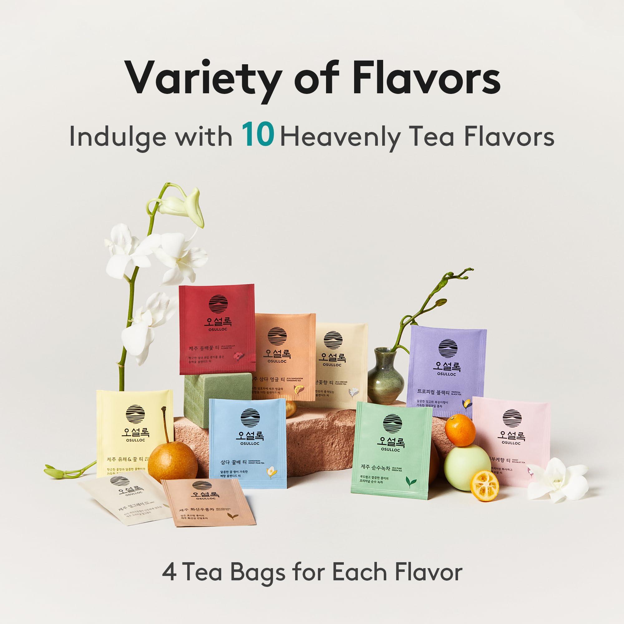 Osulloc OSULLOC Premium Tea Collection (40 Count, 10 flavors x 4ea) & Honey Pear Tea (20 count)