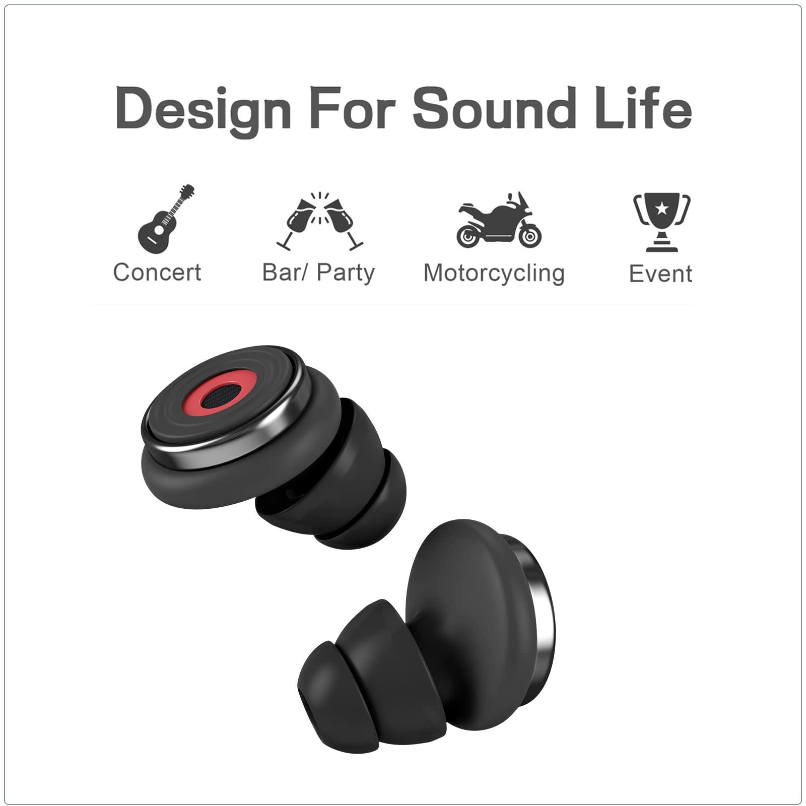 debedb Ear Plugs for Concerts Loud Music-High Fidelity Earplugs for Drummers, Musicians, DJs, Motorcycles, Conversation and Noise Sensitivity (Red)