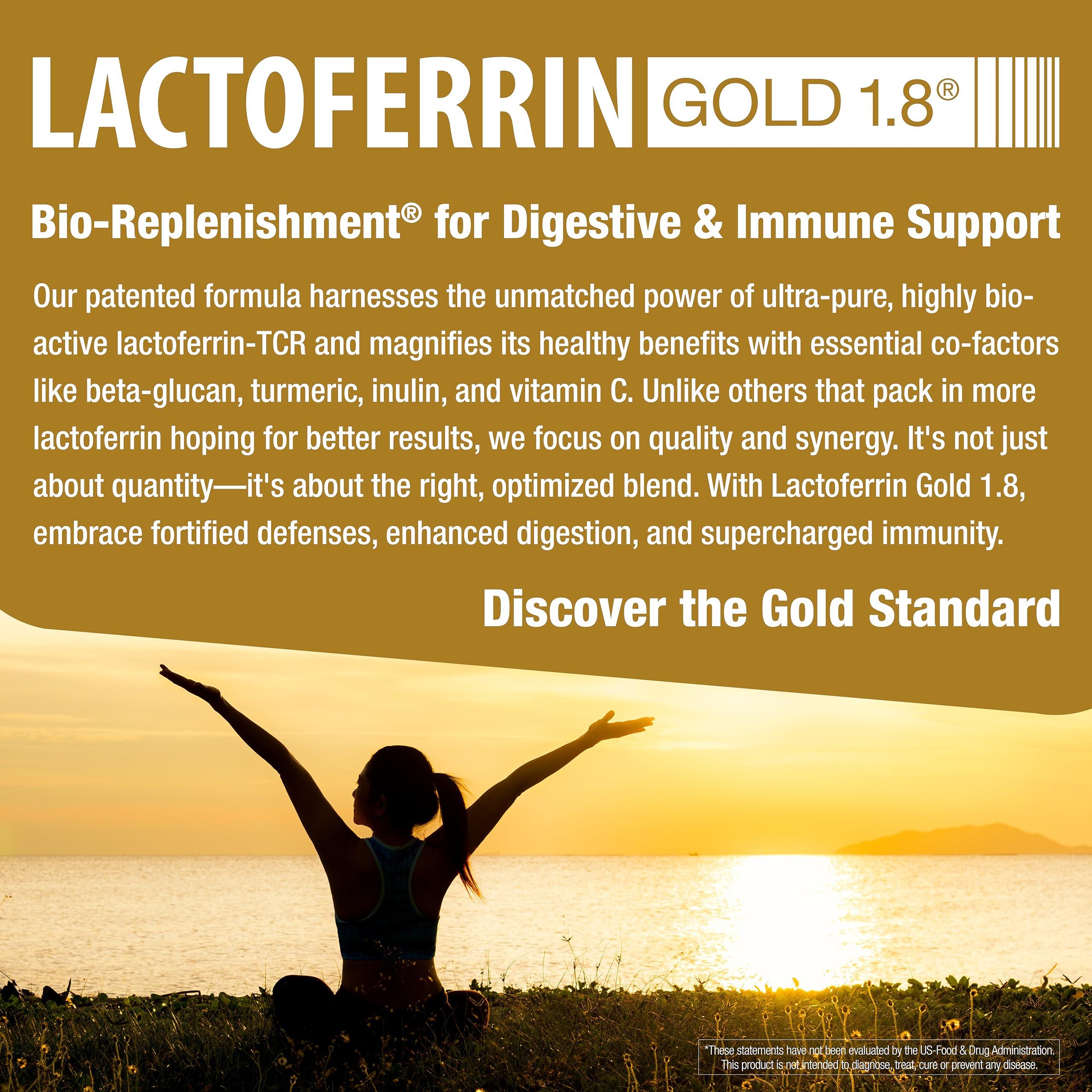 bioQuad bioQuad Lactoferrin Gold 1.8 - for Immune Support, Digestive Health, and Iron Absorption - Lactose-Free, Gluten-Free, Non-GMO (30 Count)