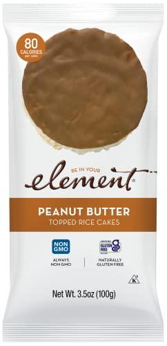 ELEMENT Element Snacks - Peanut Butter Topped Rice Cakes (Pack of 6), All-Natural Rice, Healthy Snacks for Kids or Adults, Non GMO, Certified Gluten-Free and Kosher