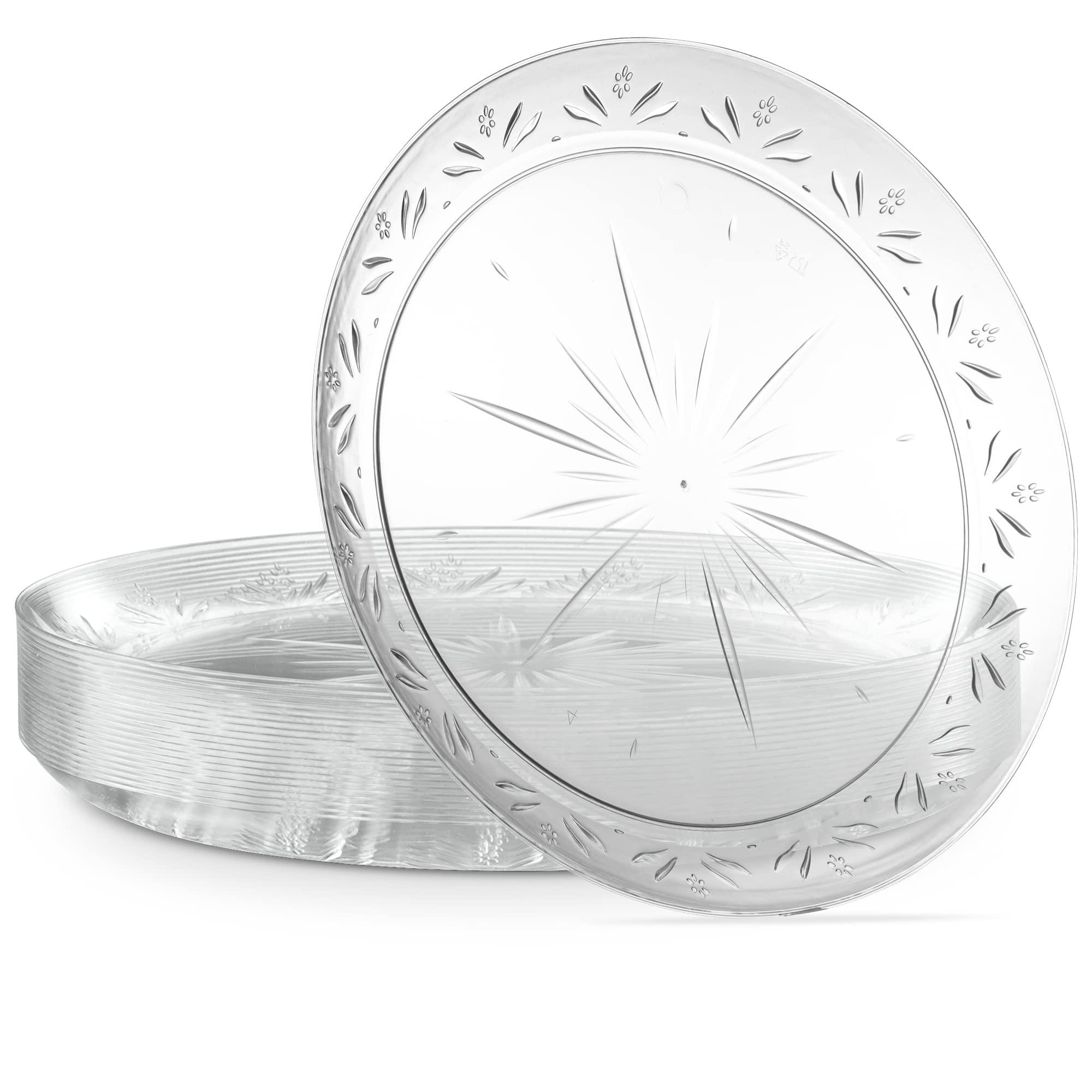 PLASTICPRO PLASTICPRO 10\'\' inch Premium Extra large Heavy Weight Crystal Clear Disposable Plastic Dinnerware Party Plates or Platter Pack of 40
