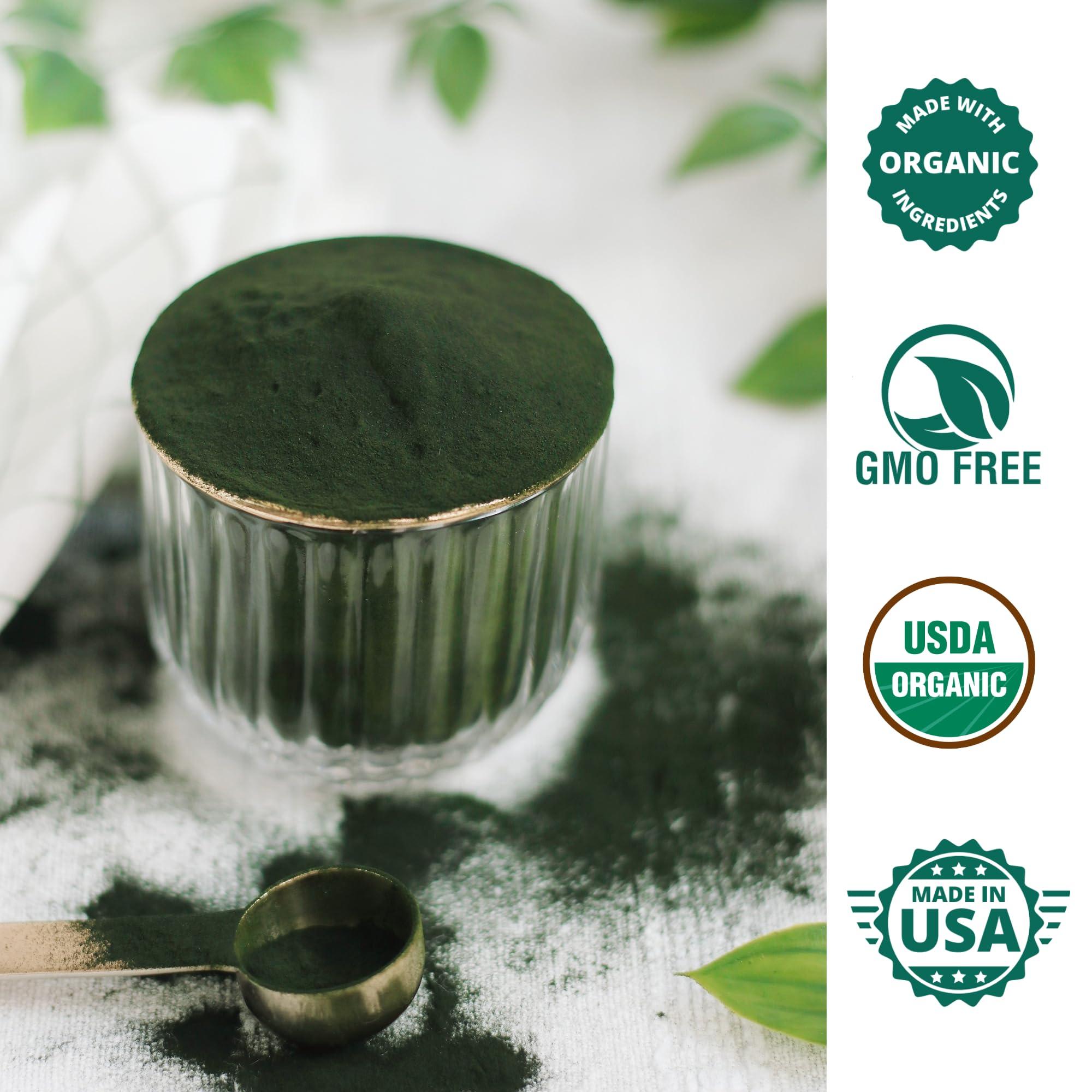 Wizelephant Chlorella Spirulina Powder Organic | Super Greens Powder and Smoothie Mix | Rich in Chlorophyll for Immune Support and Energy | Raw Vegan Protein | Spirulina Chlorella Powder | 50 Servings