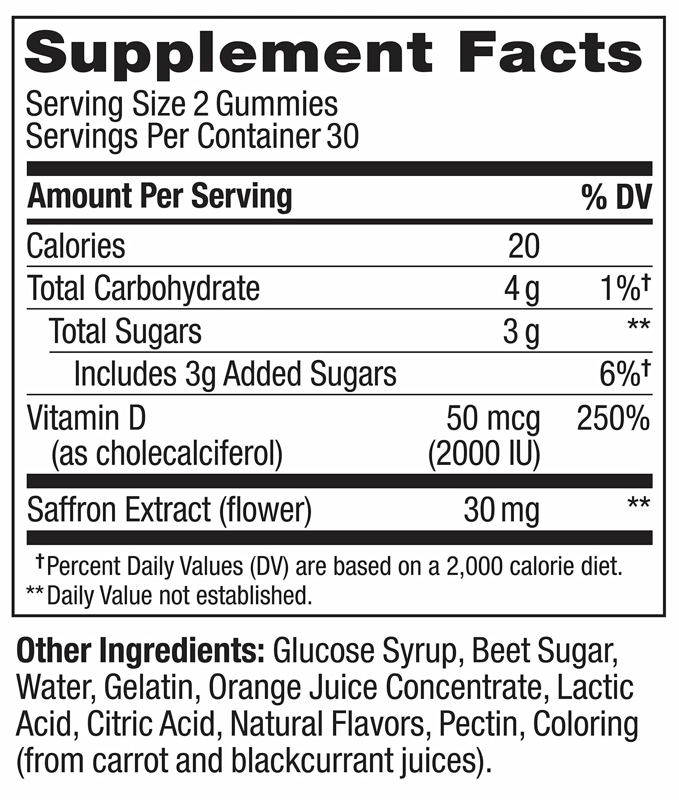 OLLY OLLY Hello Happy Gummy Worms, Mood Balance Support, Vitamin D, Saffron, Adult Chewable Supplement, Tropical Zing - 60 Count