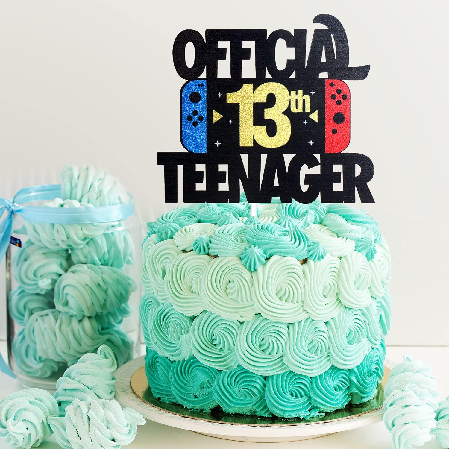LHCING OFFICIAL TEENAGER 13th Birthday Cake Topper - Boys Girls 13th Birthday Glitter Cake Supplies - Thirteen Years Old Birthday Party Decoration