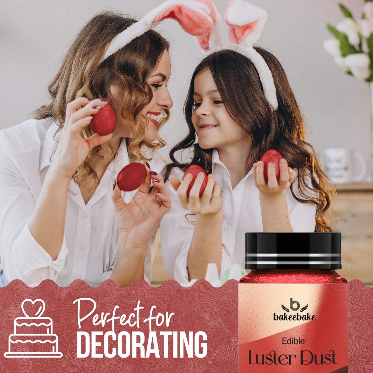 Bakeebake Bakeebake Luster Dust Edible 15g - Edible Glitter for Drinks & Desserts - Gluten Free Edible Red Dust for Cake Decorating Tasteless Vegan Drink Glitter for Cocktails and Parties (Red)