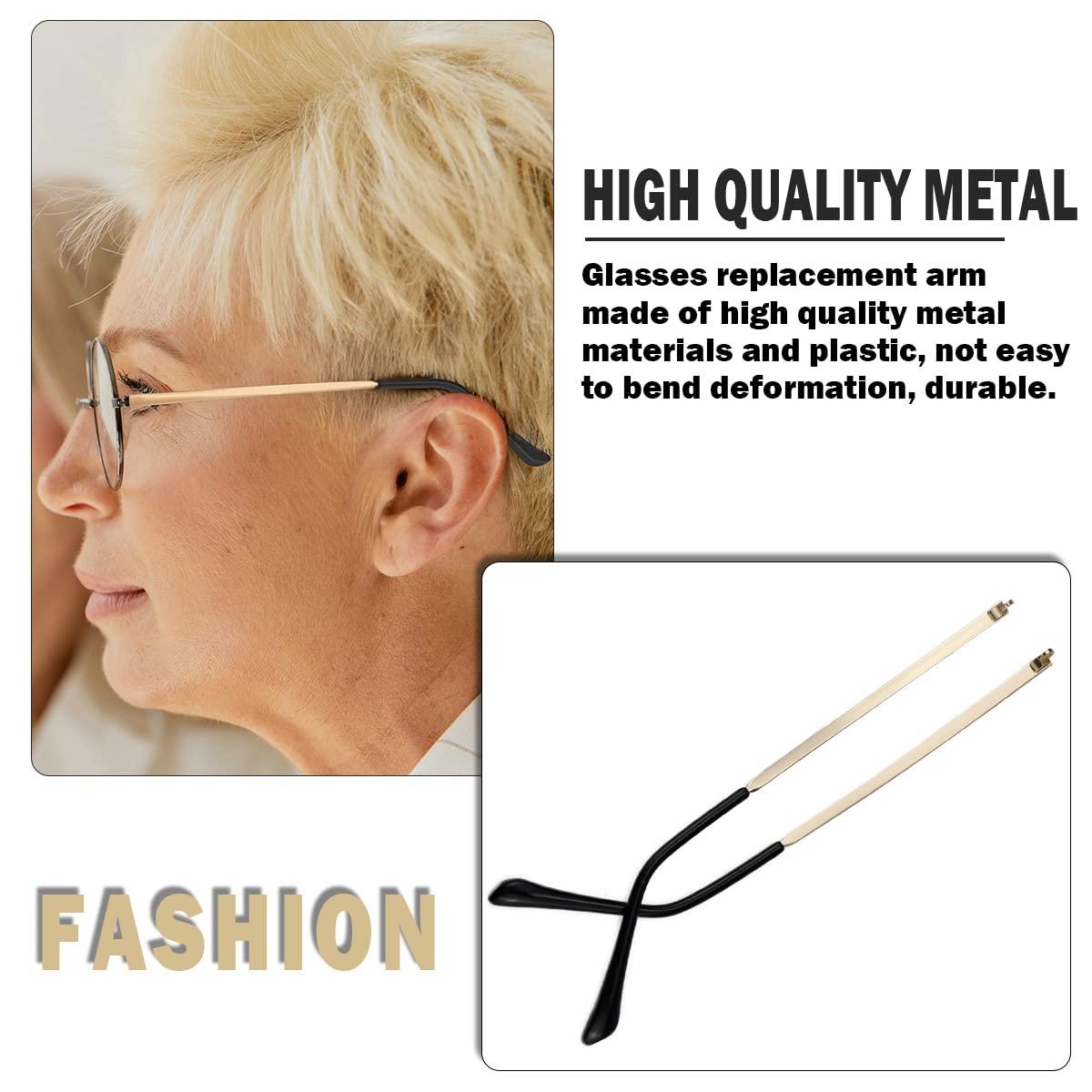 LNQ LUNIQI 1 Pair Metal Eyeglass Replacement Arm, Eyewear Frame Temple Replacement Universal Sunglasses Arm Legs Replacement for Thin Metal Glasses, SunglassesGold