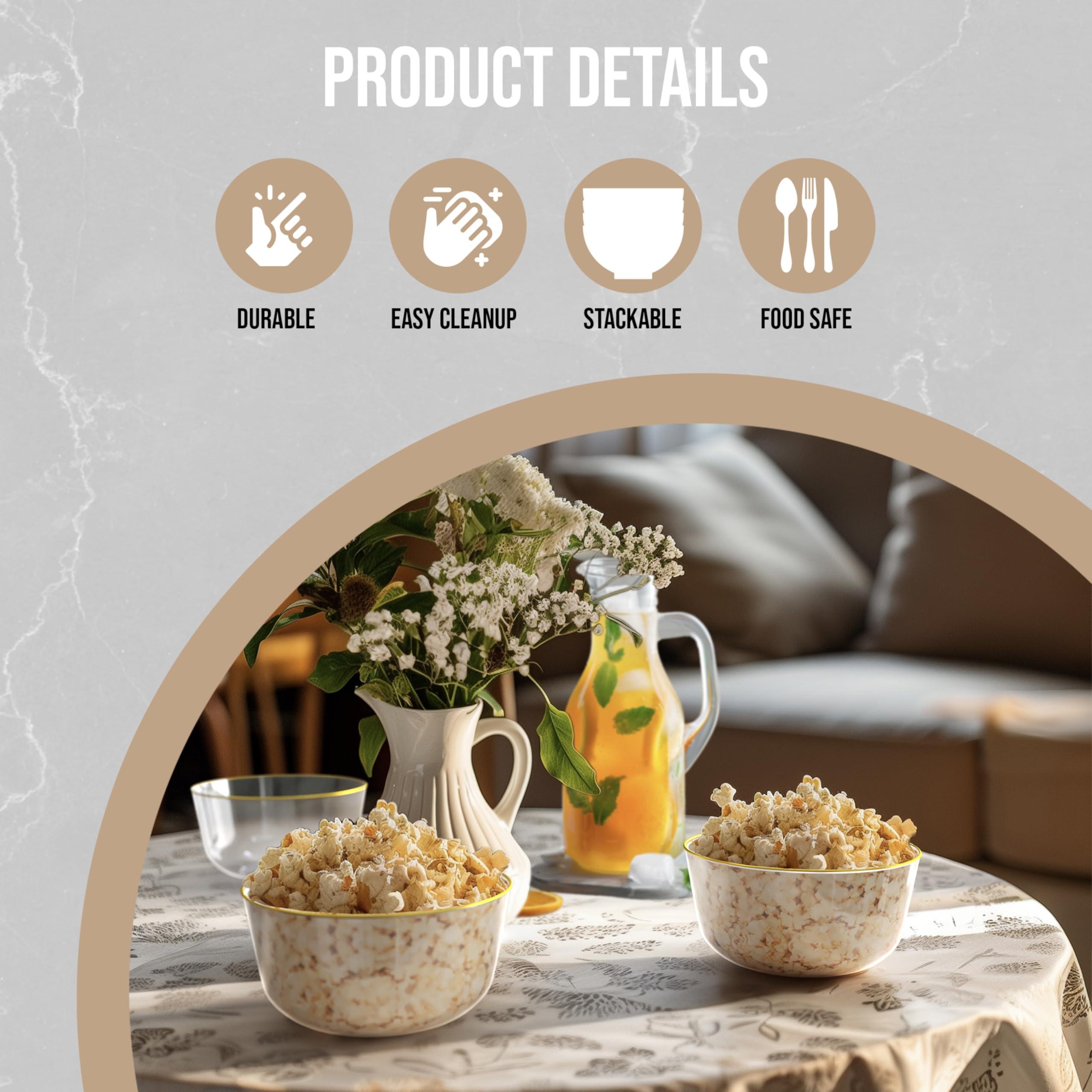 Trendables Trendables Plastic Bowls Disposable Bowls 24 Oz Bowl Set Of 10 Clear Gold Rimmed Fancy Plastic Serving Bowls Perfect Plastic Ice Cream Bowls Plastic Salad Bowls Plastic Candy Bowl