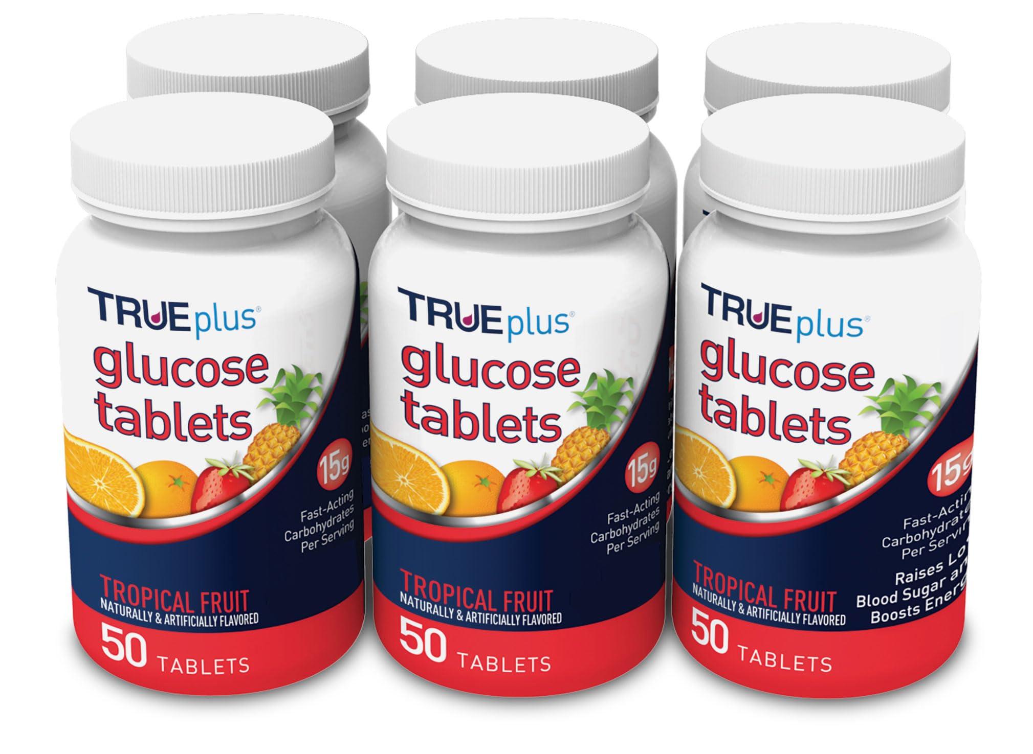 TRUEplus TRUEplus Glucose Tablets, Tropical Fruit Flavor - 50ct Bottle (6)