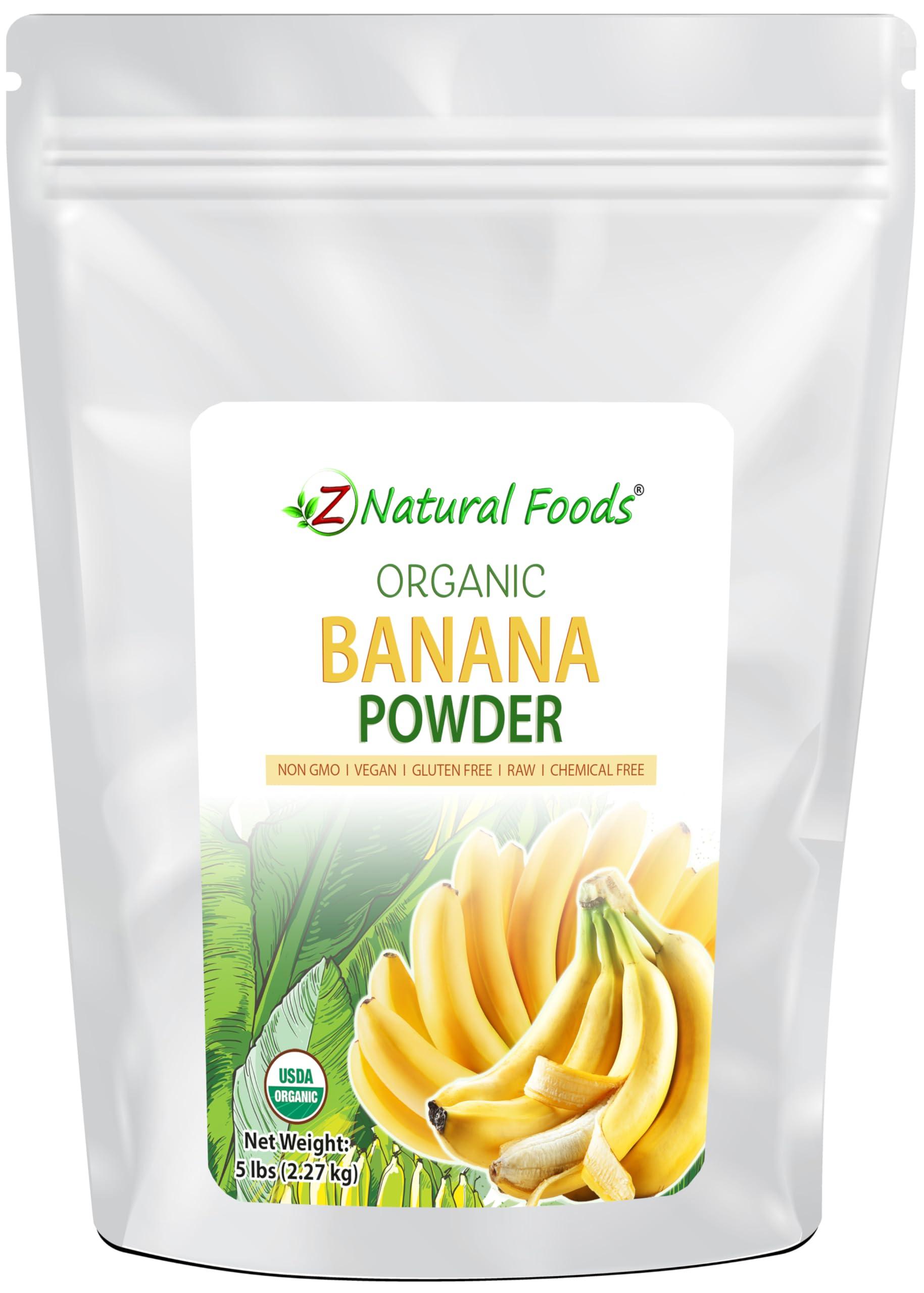 Z Natural Foods Z Natural Foods Organic Banana Powder, Fiber Supplement for Glowing Skin and Enhanced Immunity, Great in Juice, Smoothies, and Recipes, Non-GMO, Vegan, Gluten-Free, Kosher, 5 lbs