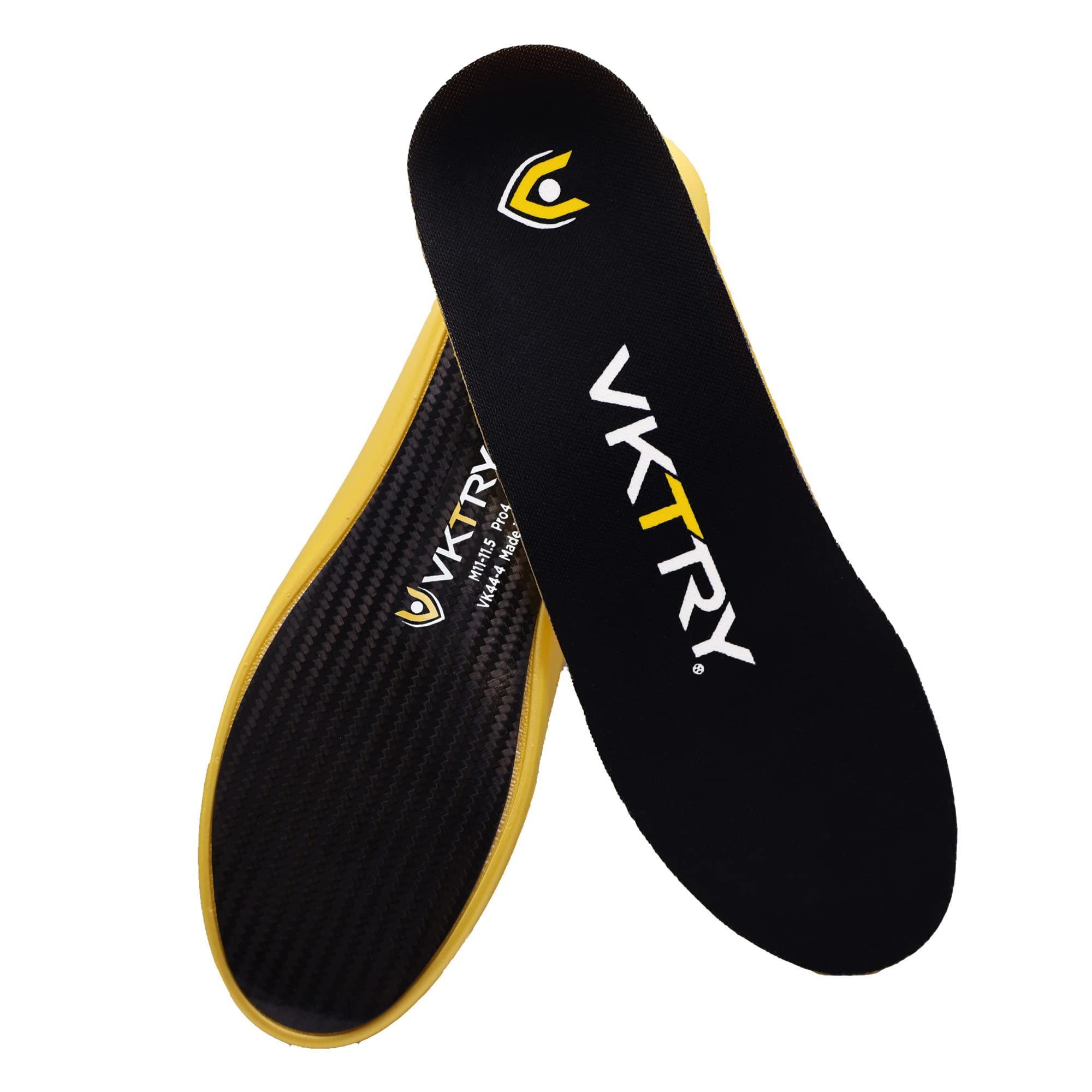 VKTRY VKTRY Performance Insoles - Gold VKs Carbon Fiber Shock Absorbing Sport Shoe Insoles for Pro Running, Basketball, Athletics US: Men 11-11.5, Women 13-13.5 and Booster Strap Insoles Large