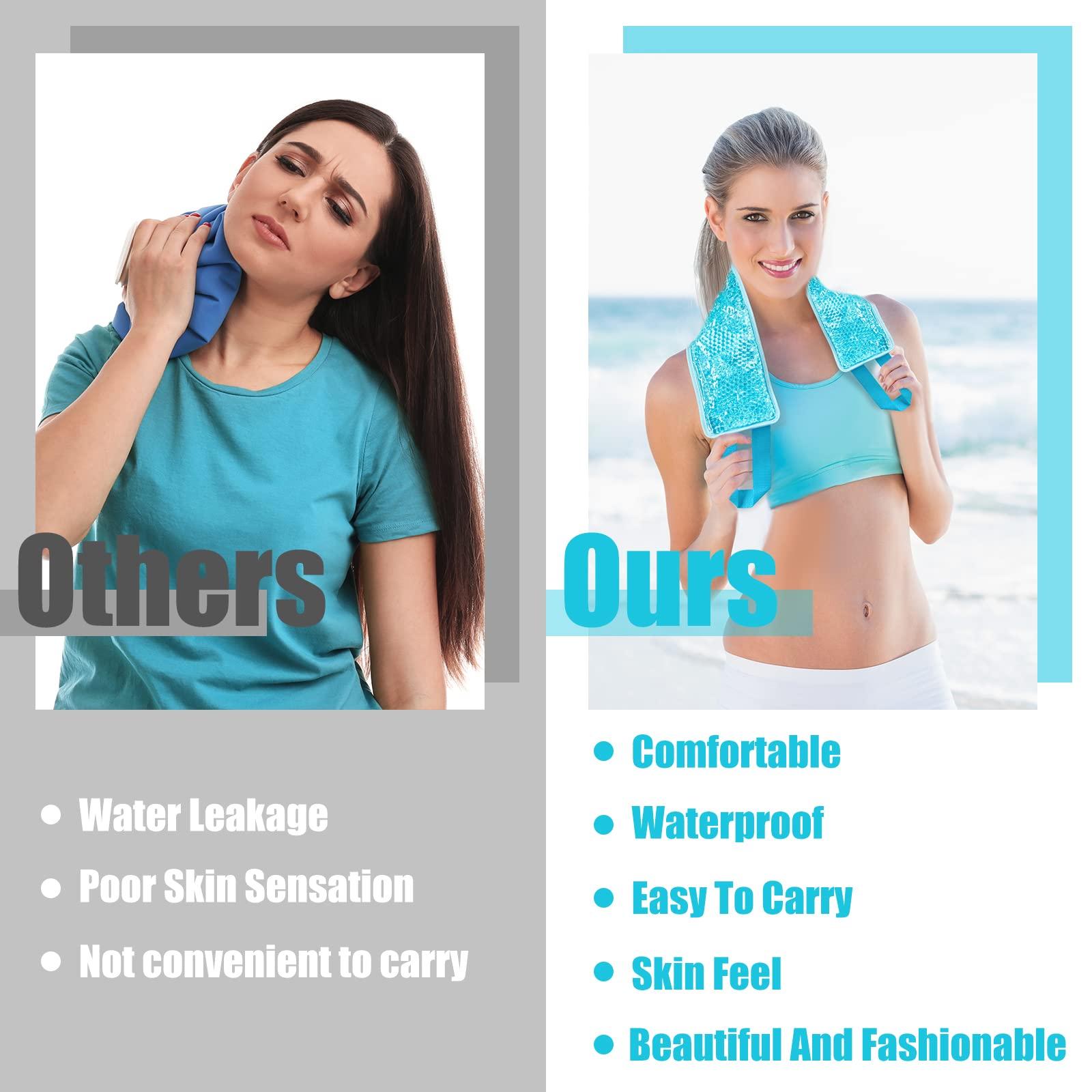 Hoolerry 2 Pack Cooling Neck Wraps Ice Packs Cold Compress and Hot Compress for Injuries Reusable Gel Neck Ice Pack Wrap Ice Pack for Neck Cold Packs for Sports Neck Effectively Relieve(Blue)