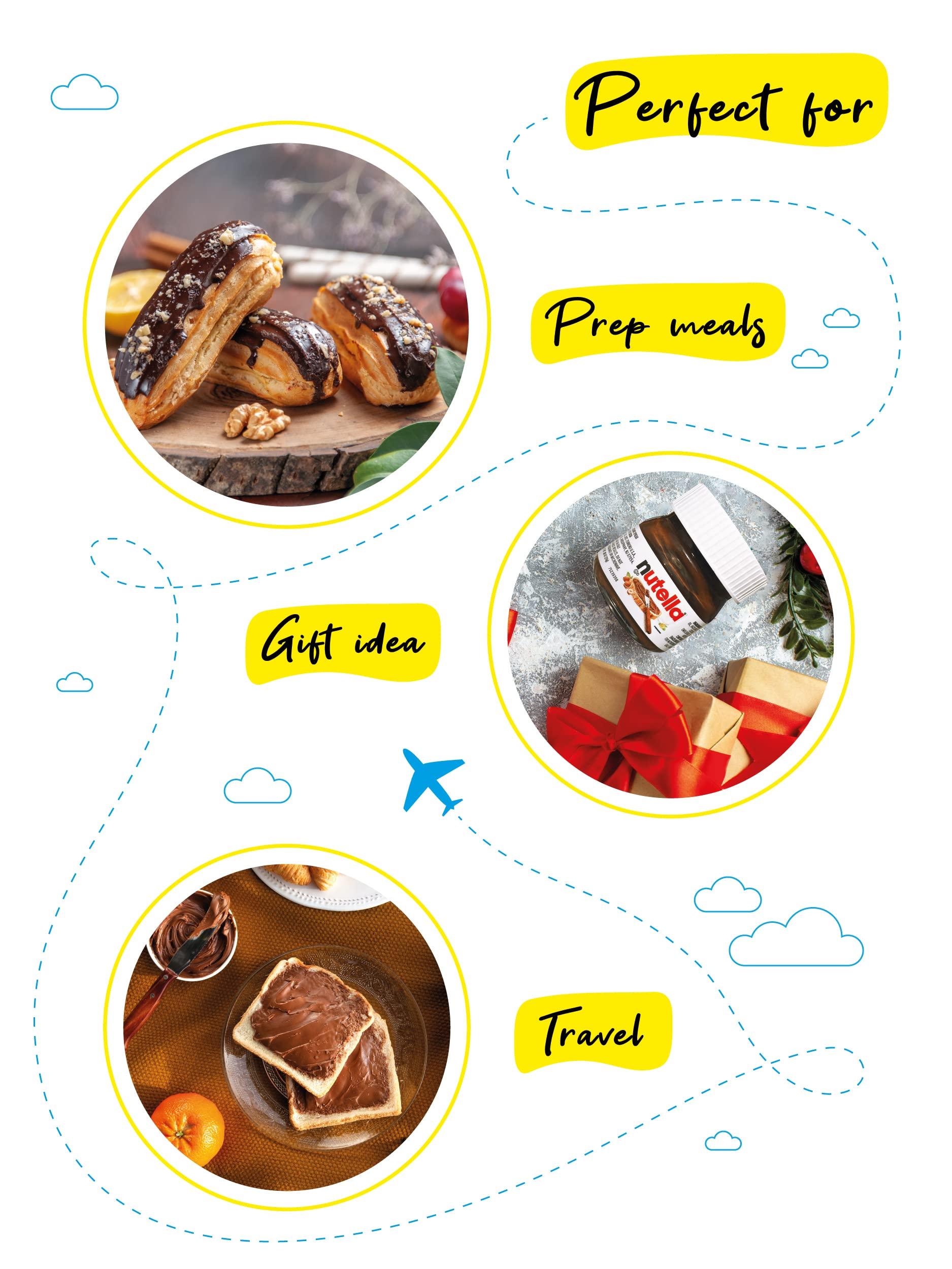 ATREVO Mini Nutella Glass Jars Chocolate Hazelnut Spread (0.88 Oz) (7 Units) Weekly Pack + 7 Mini Spoons Atrevo Bundle Pack. Made in Italy. Stockings Stuffers