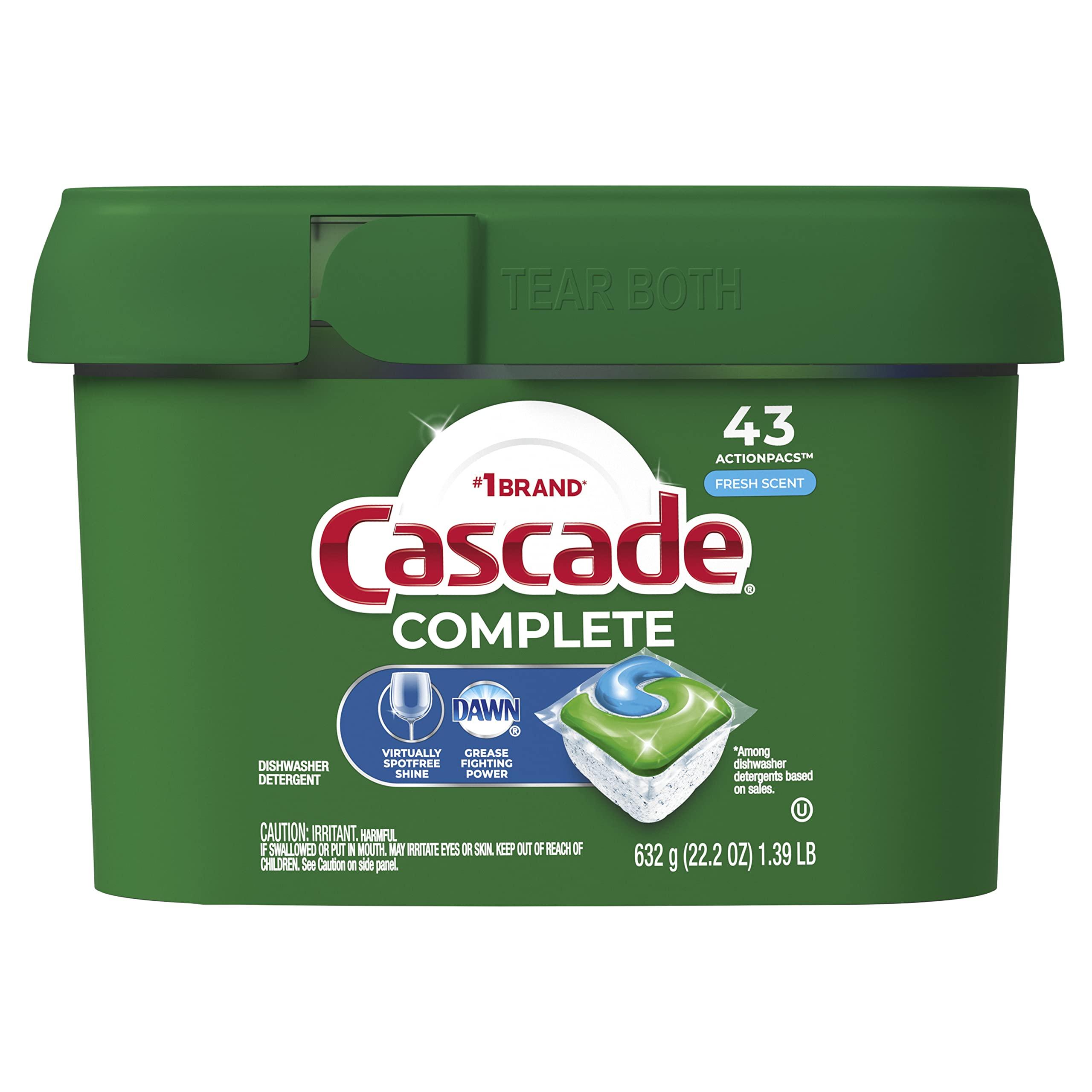 Cascade Cascade Complete Dishwasher Pods, ActionPacs Dishwasher Detergent, Fresh Scent, 43 Count