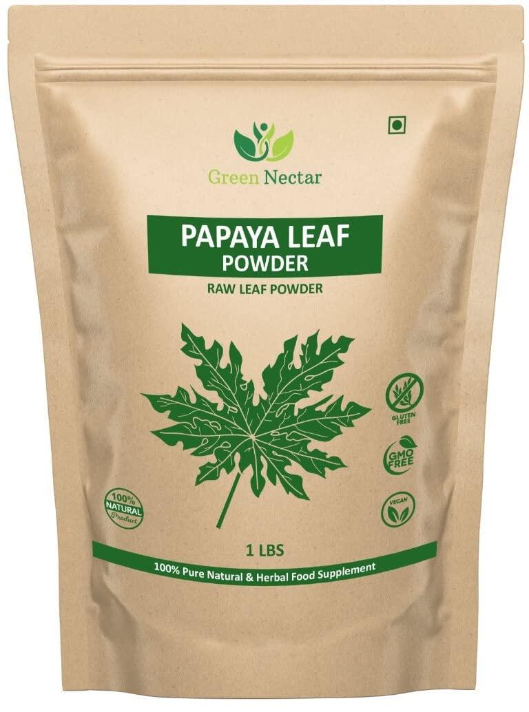 Rainbow Expochem Company Papaya Leaves Powder 454g (1lb / 16 oz) | Carica Papaya | Papaya Leaf Powder Benefits Hair and Skin| Non GMO (1 Pound(16 Oz)) - Green Nectar