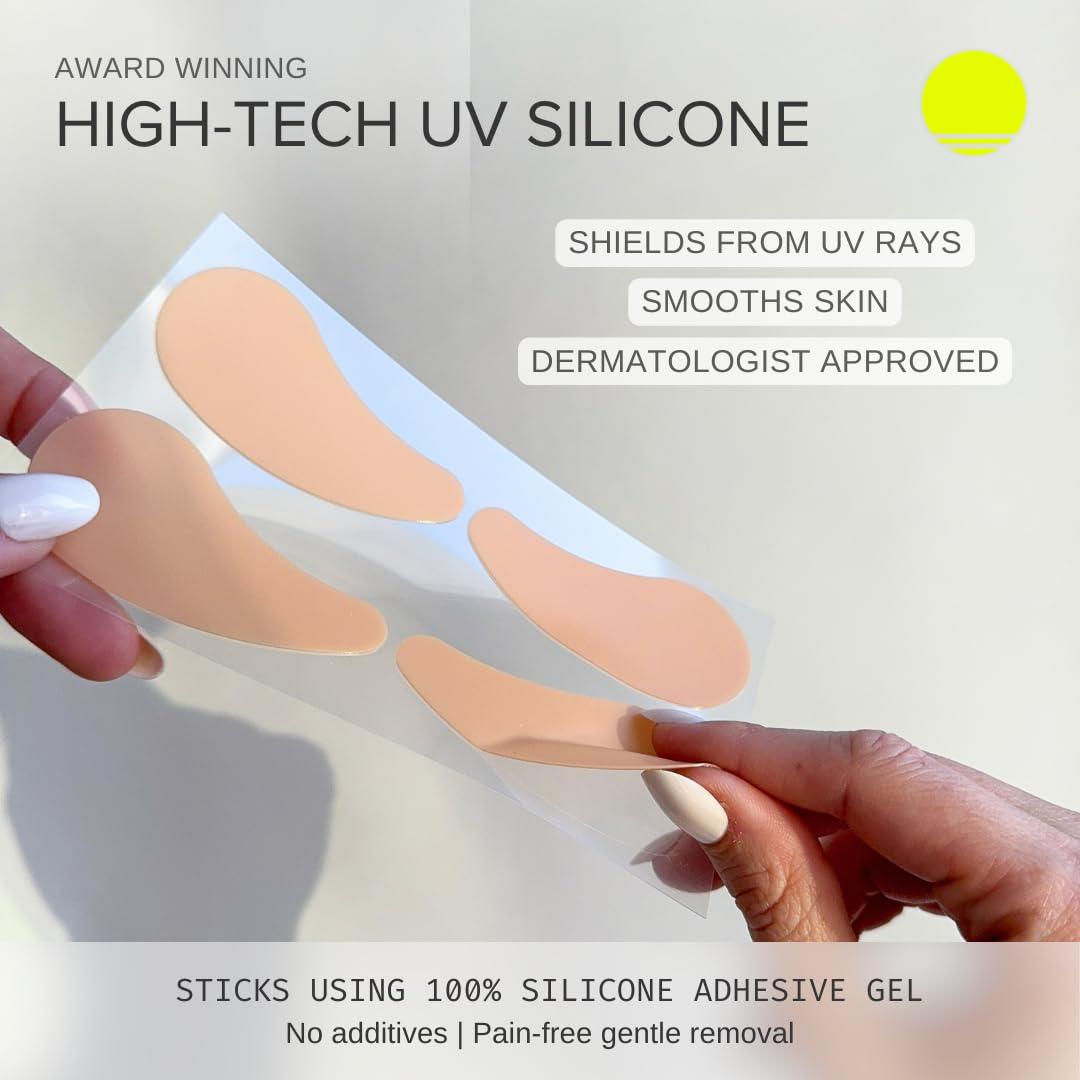 Sun Patch Sun Patch, Reusable Under Eye Sunblock Patches, 100% Silicone Sunscreen Under Eye Patches for UV Protection, Face Stickers with UPF 50, 1 Pack/4 Pairs, Sunkiss (Nude) (Golf, Surf, Swim, Ski & Snow)