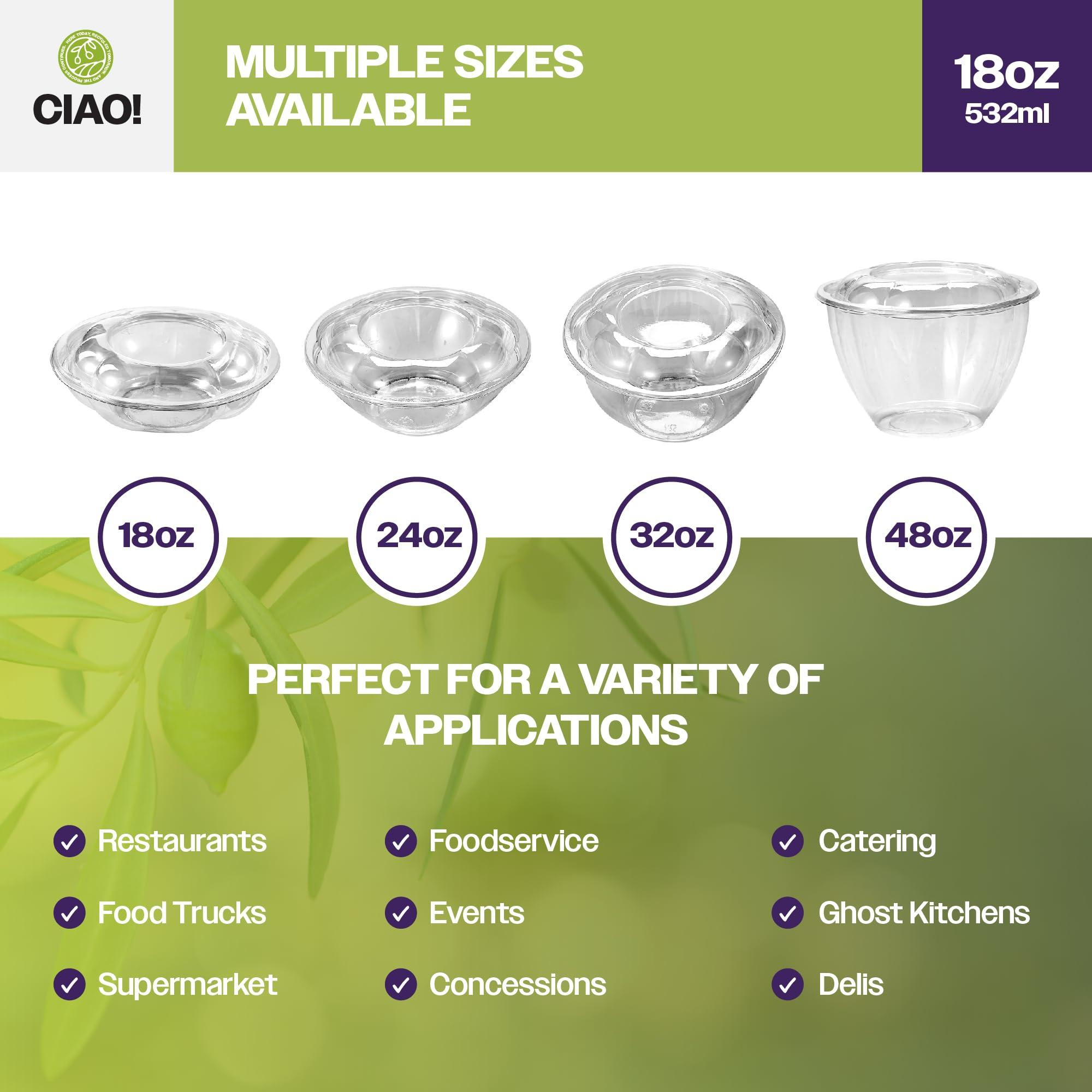 CIAO! CIAO! 18 oz Clear PET Fruit and Salad Bowl with Rose Dome Lid (150/case)