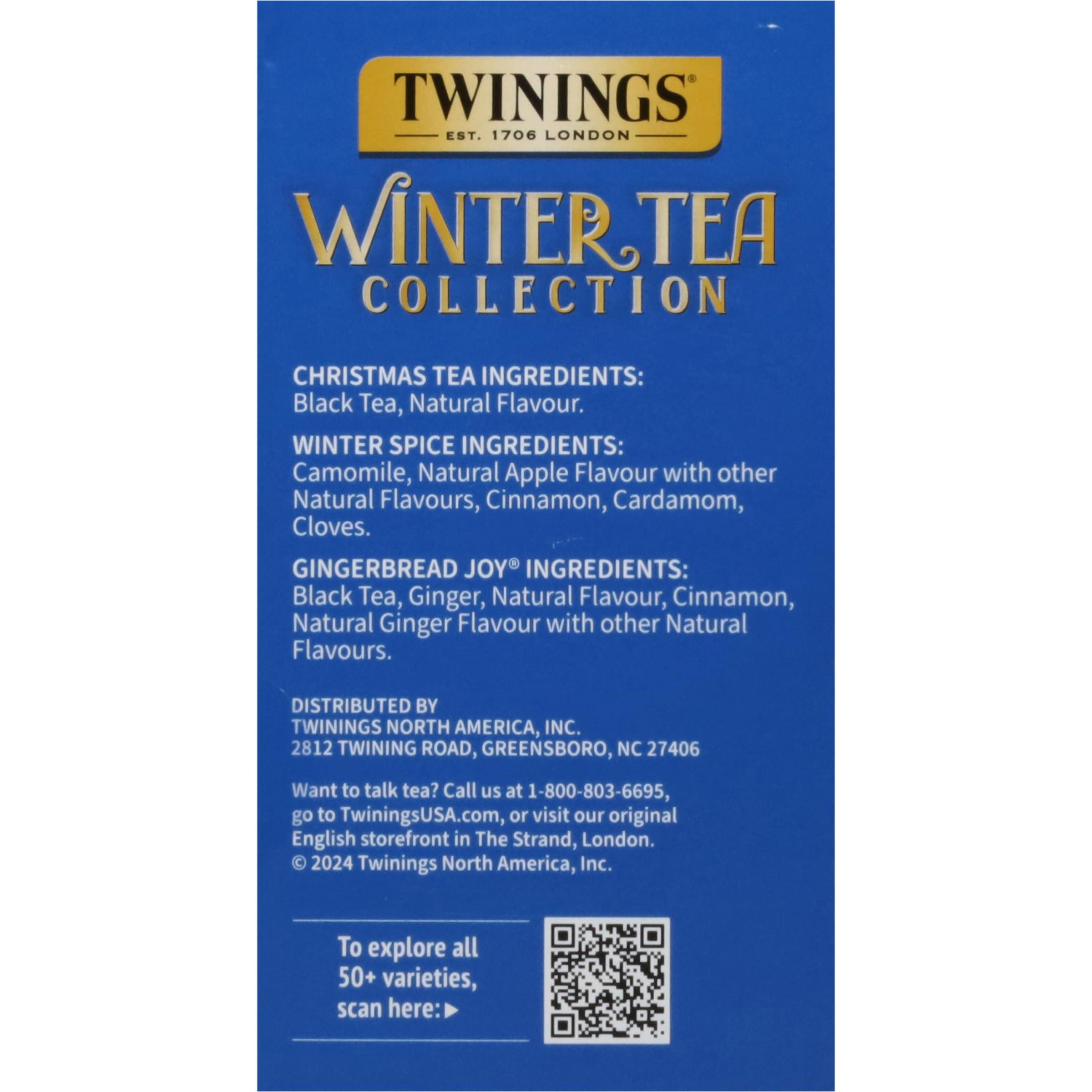 Twinings Twinings Winter Tea Collection, Limited Edition Holiday Gift Box, 20 Count (Pack of 3), Includes Christmas Tea, Winter Spice, and Gingerbread Joy, Enjoy Hot or Iced