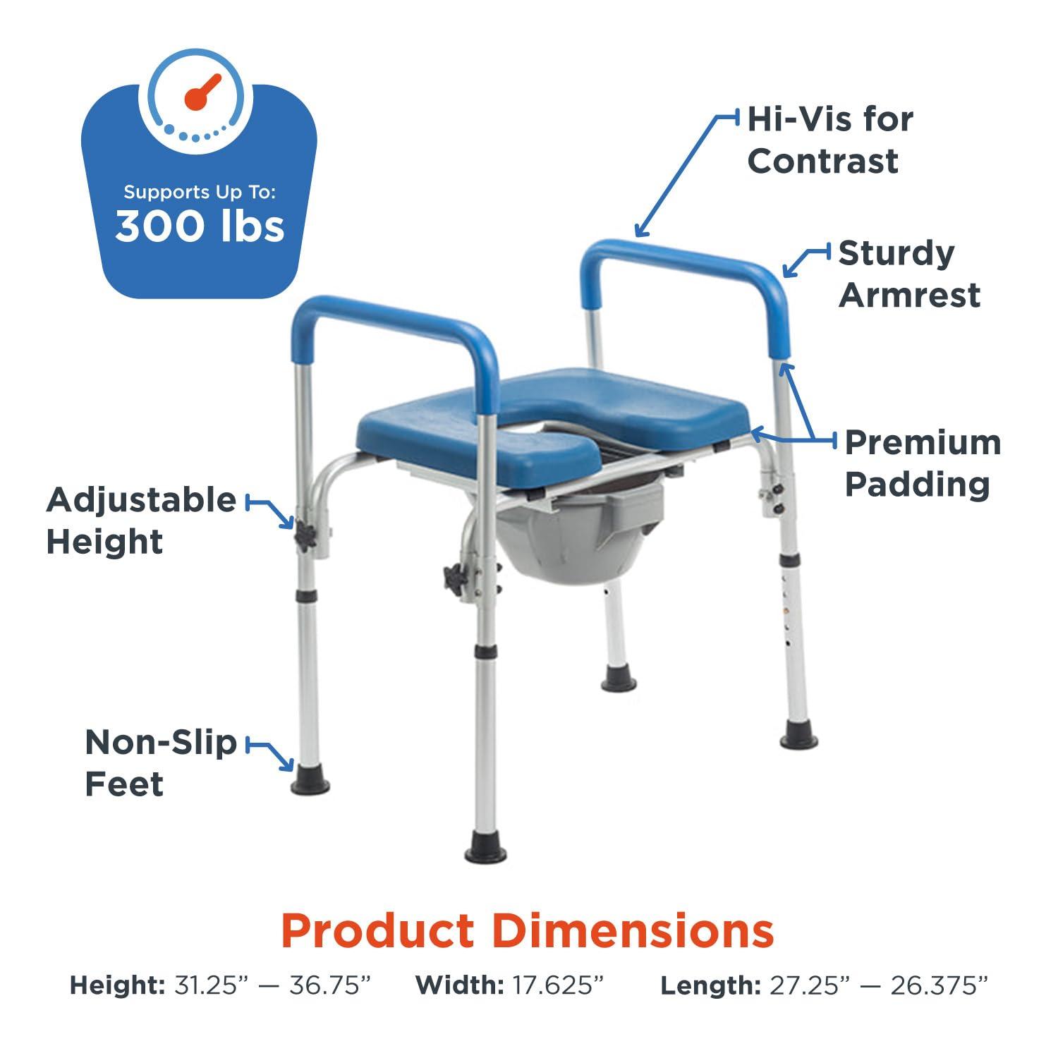 Journey Health & Lifestyle Journey SoftSecure 3-in-1 Commode Chair No Backrest 3-in-1 Bathroom Chair Bedside Commode Chair for Toilet with Arms & Pail Elevated Toilet Seat & Shower Chair Raised Toilet Seat with Handles