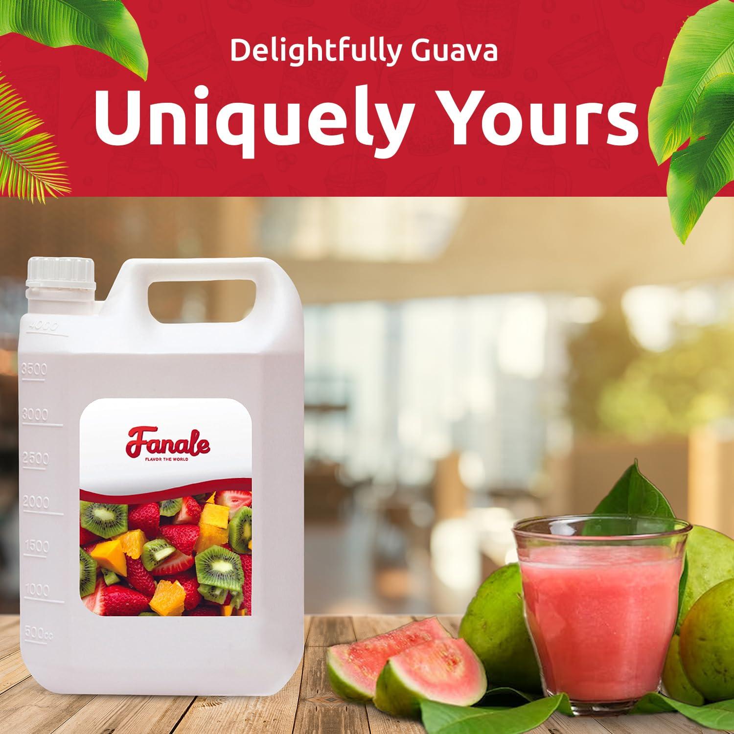 Fanale Fanale Premium Flavoring Concentrated Syrup for Bubble Tea 11 lb | Guava Flavor Syrup | for Boba Tea, Smoothies, Slushes, Desserts | 11lb | Pack of 4 | SRP210-CS