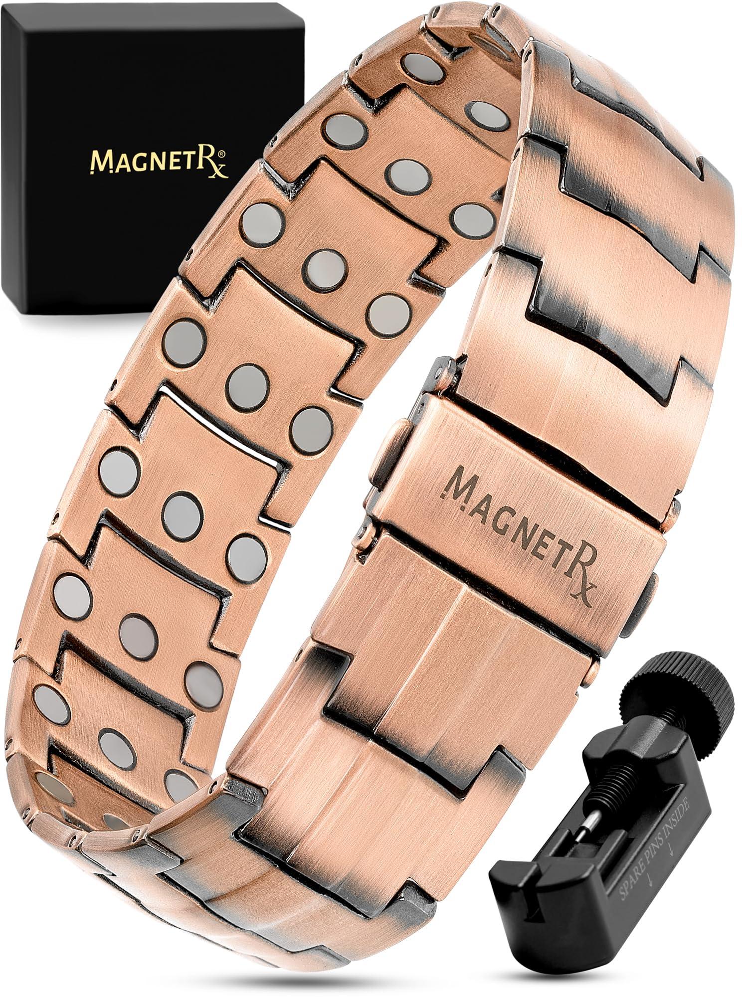 MagnetRX MagnetRX 3X Strength Copper Bracelet 99.9% Pure Copper Bracelets for Men with Magnets Premium Fold-Over Clasp and Adjustable Bracelet Length with Included Sizing Tool (Legacy)