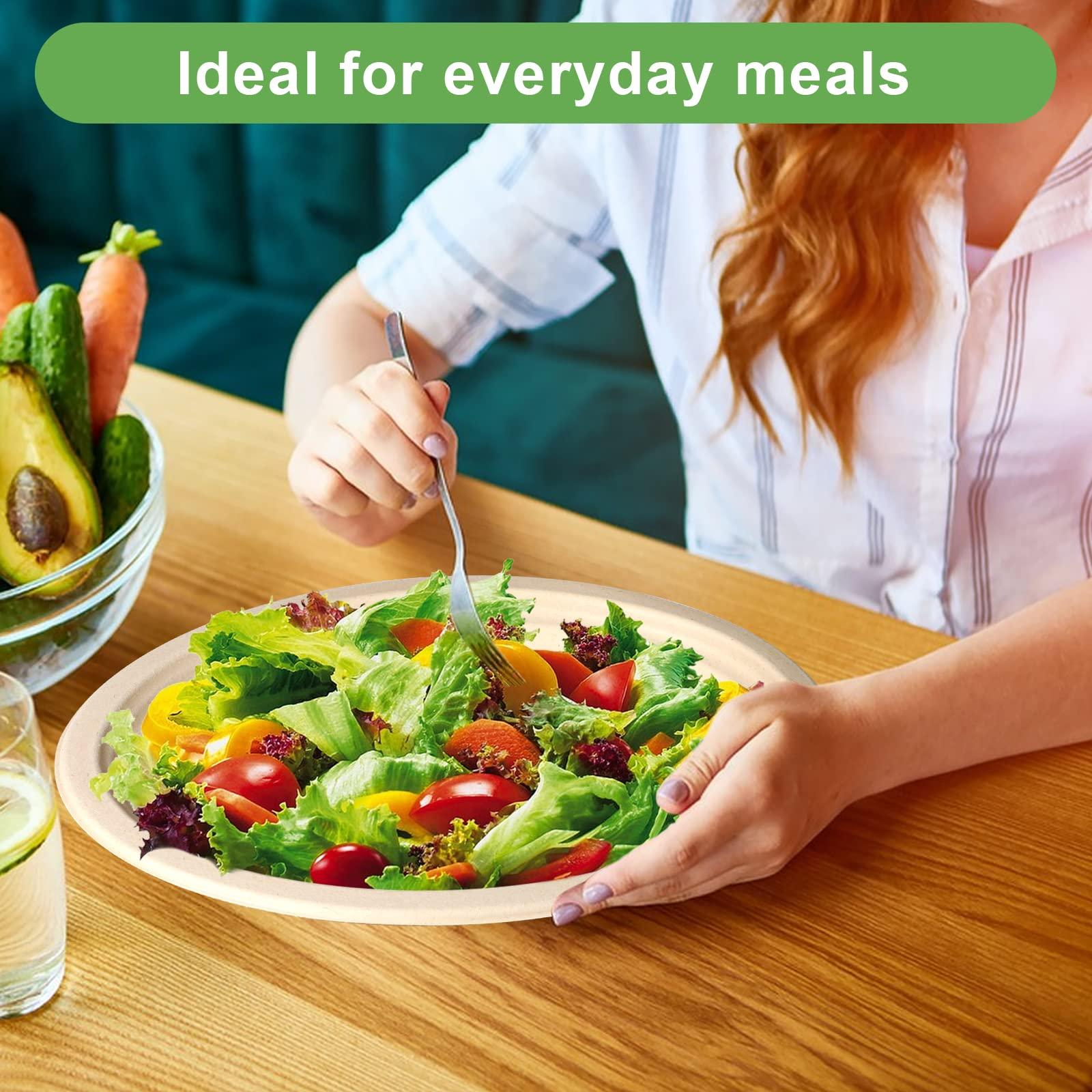 EcoAvance 12 inch Large Paper Plates, 100 Pack Oval Paper Plates, 100% Compostable Recycled Paper Plates, Eco Friendly Disposable Plates, Brown Paper Plates Heavy Duty, Paper Dinner Plates