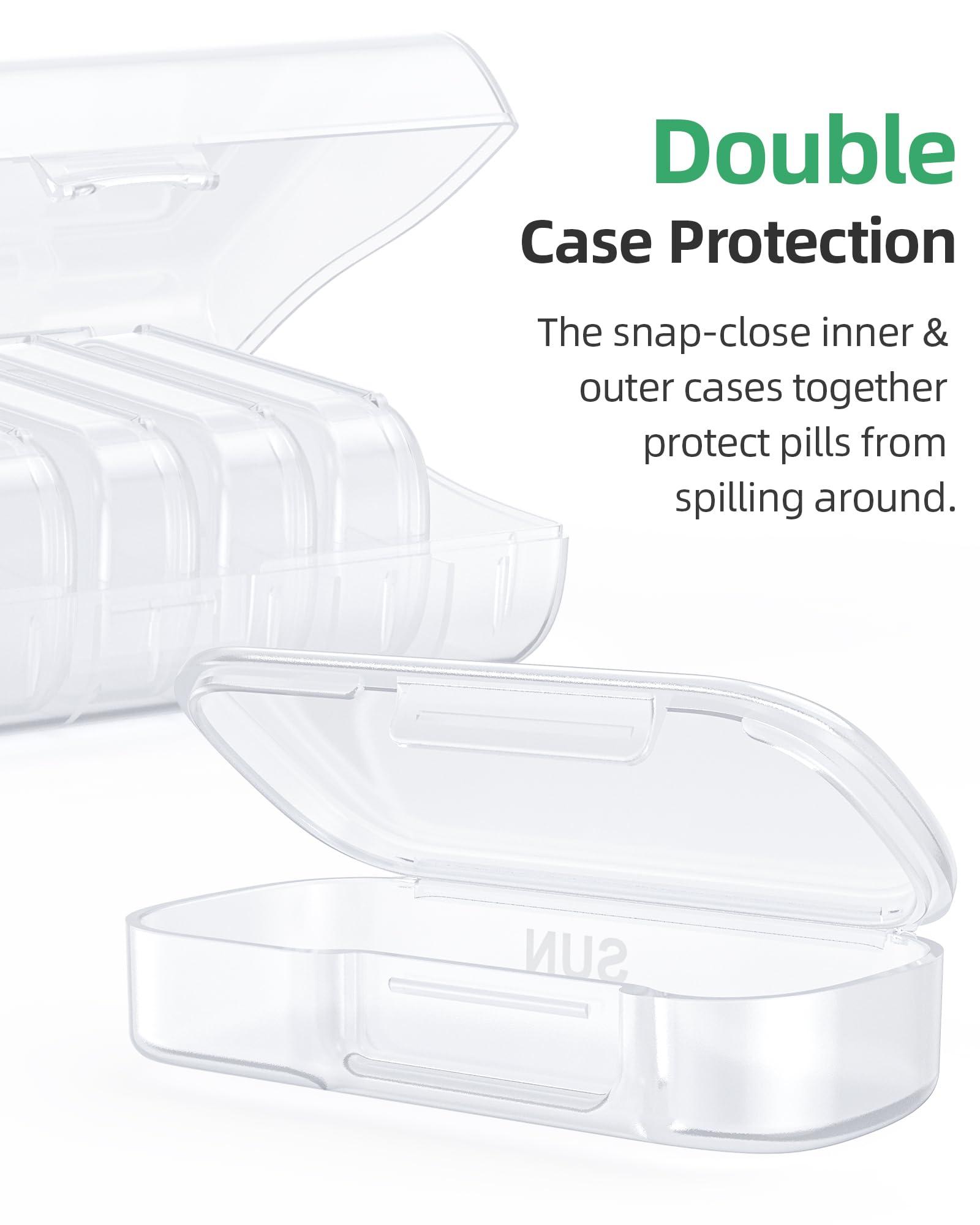 PULIV PULIV Pill Organizer with Large Capacity, Dual Protection Pill Box 7 Day, Arthritis Friendly Pill Case Easy to Open, Weekly Medicine Organizer for Vitamins, Medications, Fish Oils, Supplements (White)