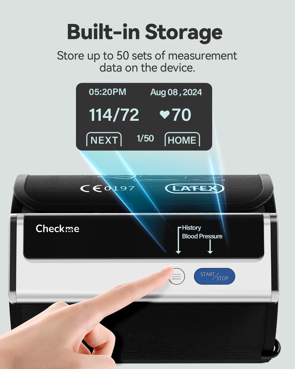 Checkme Checkme BP2A Blood Pressure Monitor for Home Use Upper Arm - Bluetooth BP Machine Cuff, Accurate Digital Readings in 30 Seconds, Unlimited Data Stored in App for iOS & Android, FSA/HSA Eligible