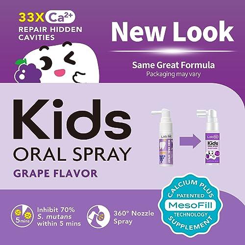 LAB 52 LAB52 Kids Oral Spray, Toddler Toothpaste Helper for Cavity Repair and Fresh Breath, Children Anticavity with Fluoride Free for Newborn to Preschoolers, Xylitol Grape Flavor