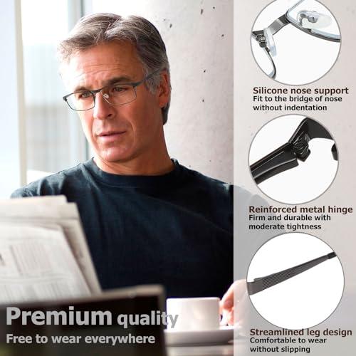 WEIMELTOY WEIMELTOY 3-Pack Blue Light Blocking Reading Glasses, Stylish Metal Full Frame Computer ReadersMen\'s and Women\'s Filter UV Ray/Computer Glare Comfort Spring Hinge Readers(Mix Color,+2.5)
