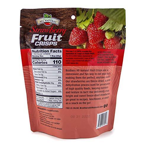 Brothers-ALL-Natural Brothers All Natural, Strawberry Freeze Dried Fruit Crisps, Gluten Free, Non-GMO, Nothing Added, 1 oz. Resealable Pouch (Pack of 8)