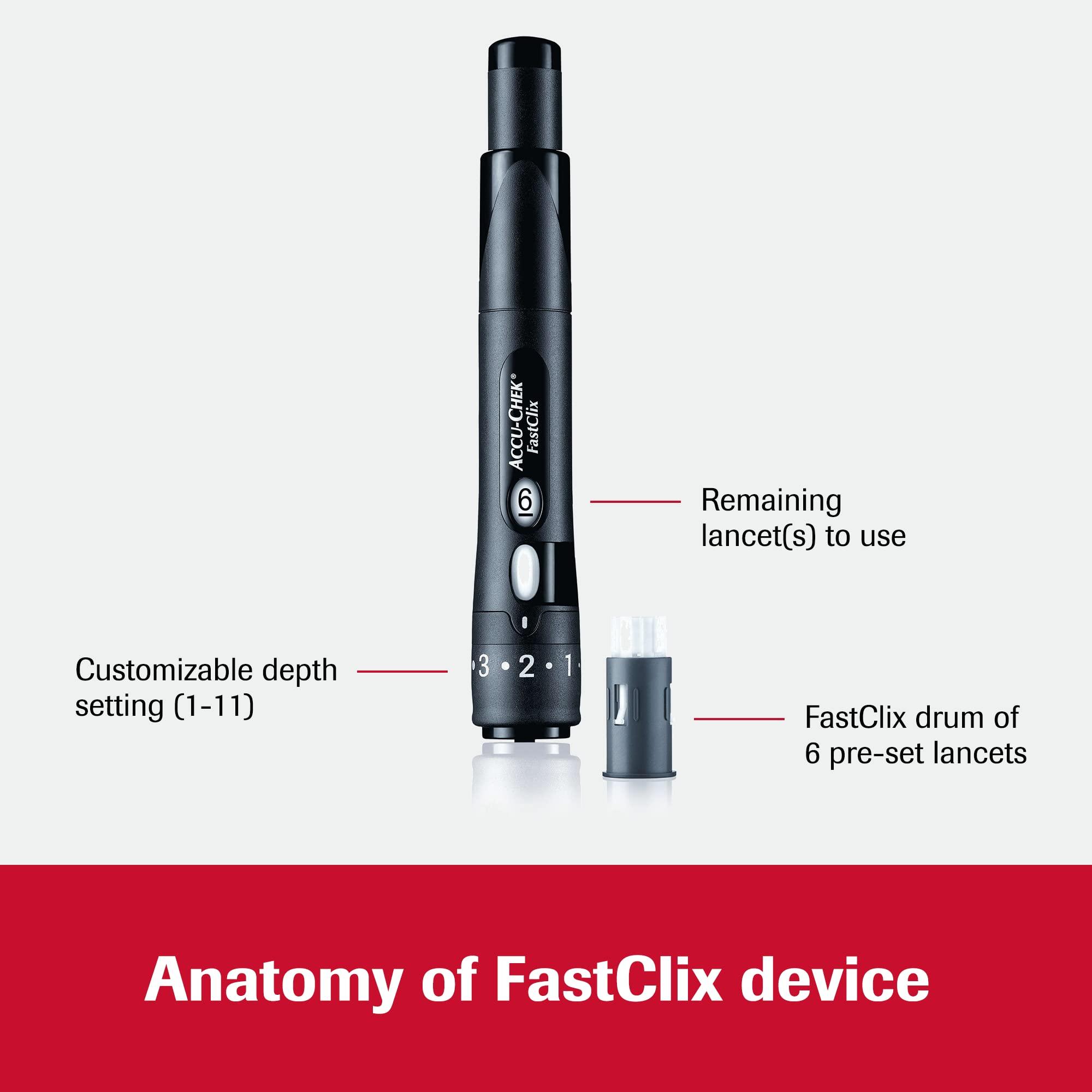 Accu-Chek Accu-Chek FastClix Diabetes Lancing Device with 6 FastClix Lancets for Diabetic Blood Glucose Testing (Packaging May Vary)