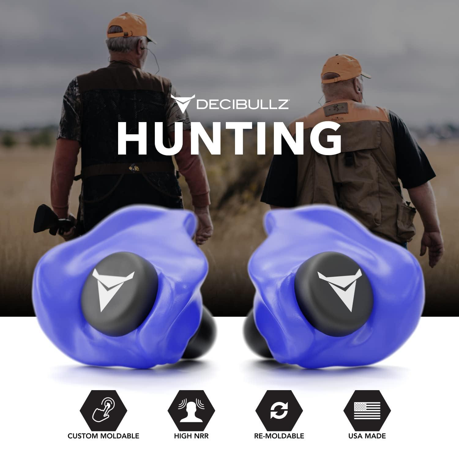 Decibullz Decibullz - Custom Molded Earplugs, 31dB Highest NRR, Comfortable Hearing Protection for Shooting, Travel, Swimming, Work and Concerts (Blue)
