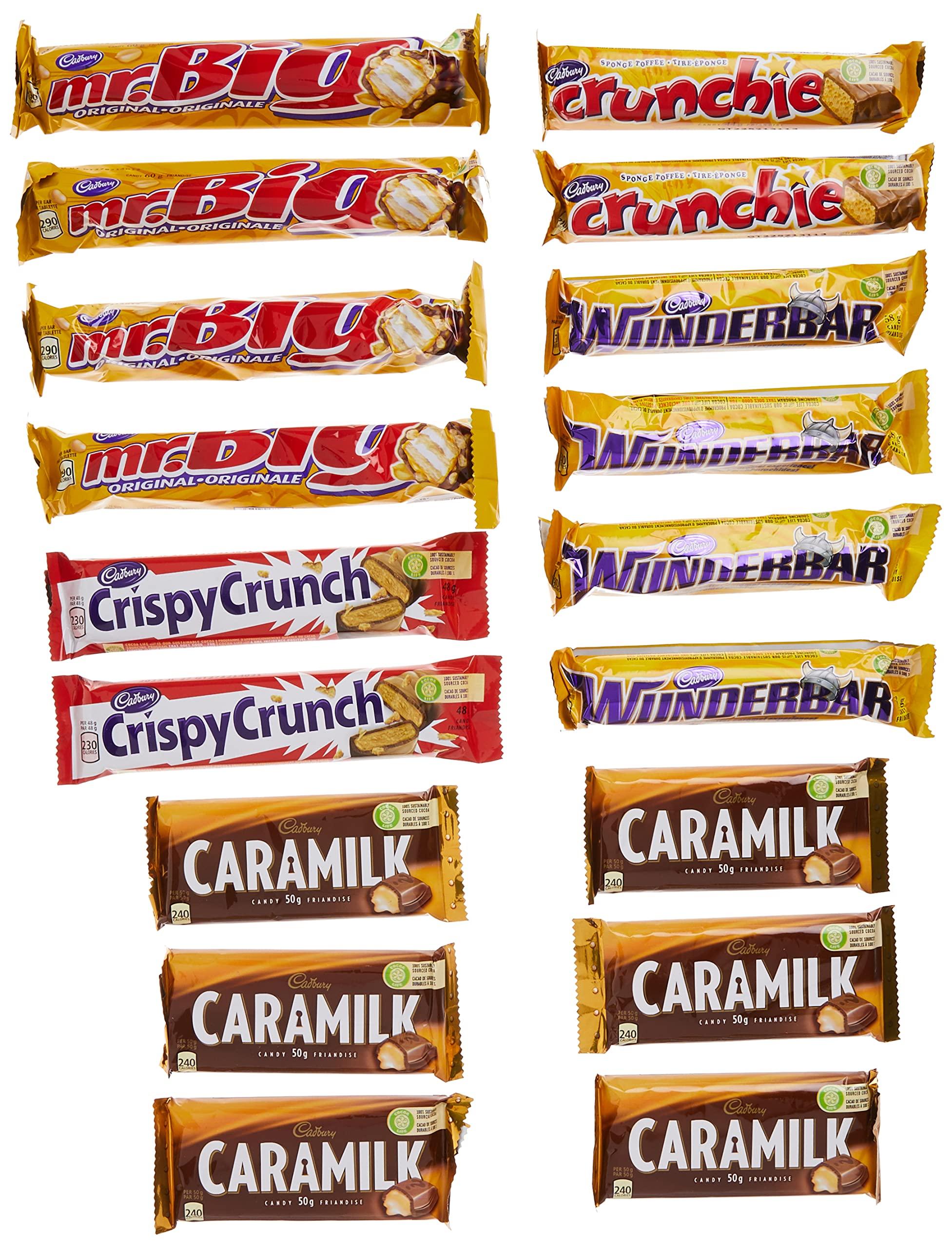 Cadbury Cadbury 18 Full Size Assorted Chocolate Bars, 936g, Caramilk, Mr Big, Crispy Crunch, Crunchie, Wunderbar, Imported from Canada