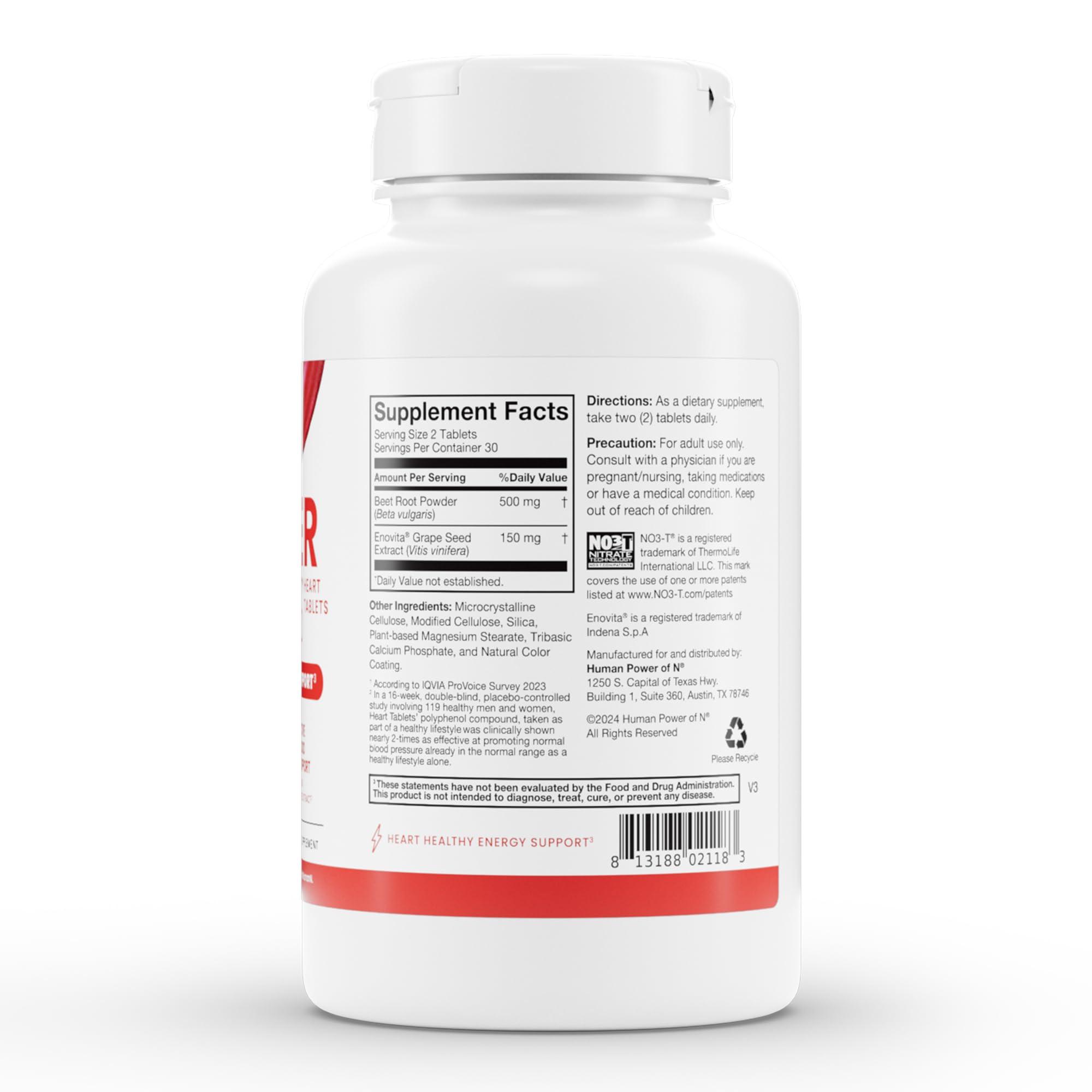 humanN humanN SuperBeets Heart Tablets Smooth Coat 500mg Non-GMO Powder Clinically Studied Antioxidants, 60 Count