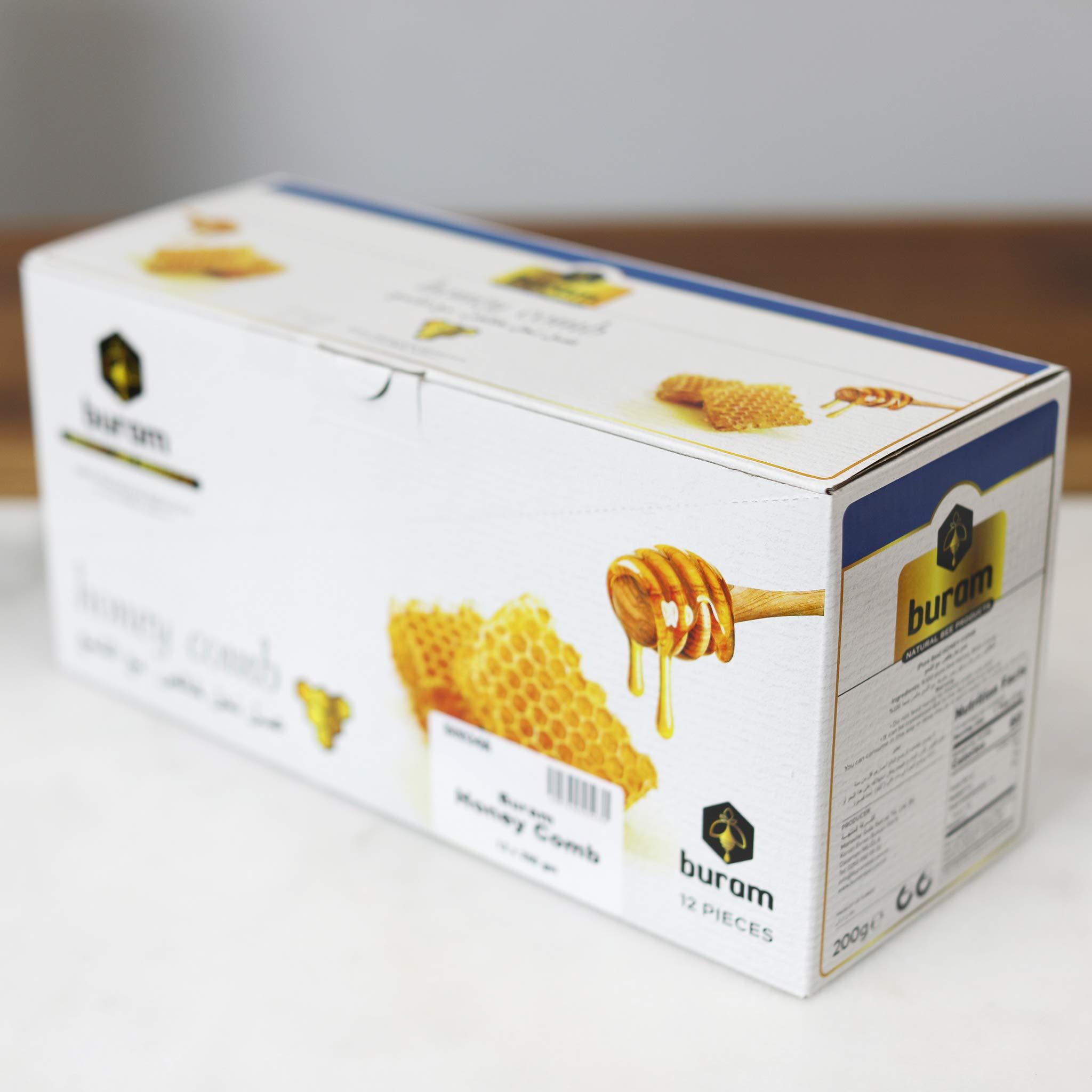 Buram Buram 100% Pure, Gourmet Raw Honeycomb, 100% All-Natural, No Additives, No Preservatives, From the Turkish Mountains, 7.1 oz Pack of 12