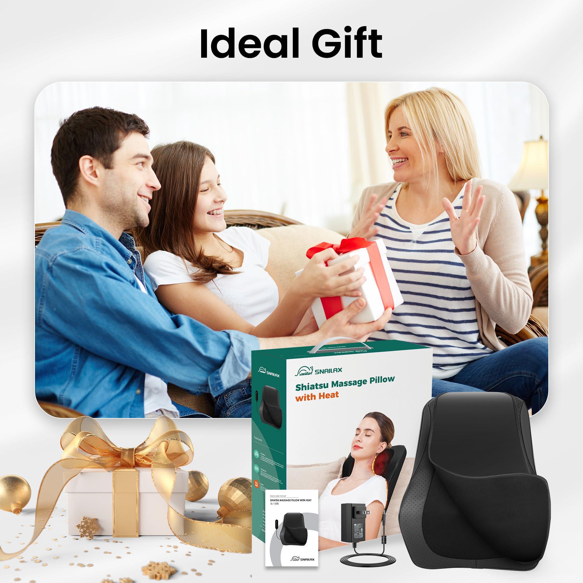 Snailax Snailax Back Massager for Back Pain Deep Tissue, Shiatsu Lower Back Neck Massager with Heat, Kneading Massage Pillow for Back Neck Shoulder, Valentine Gift(Black)