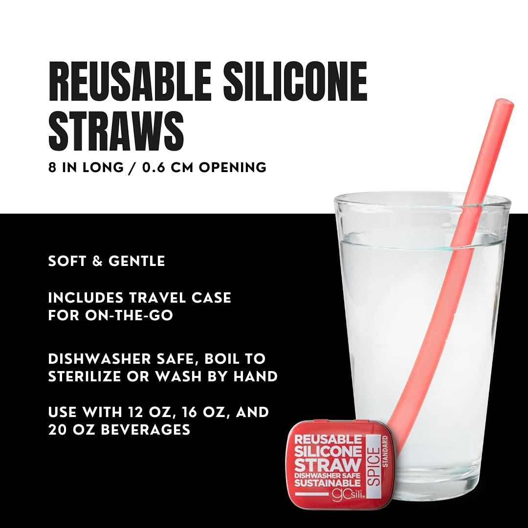 GoSili GoSili Reusable Standard 8\" Silicone Straw and Travel Case, (4 pack)