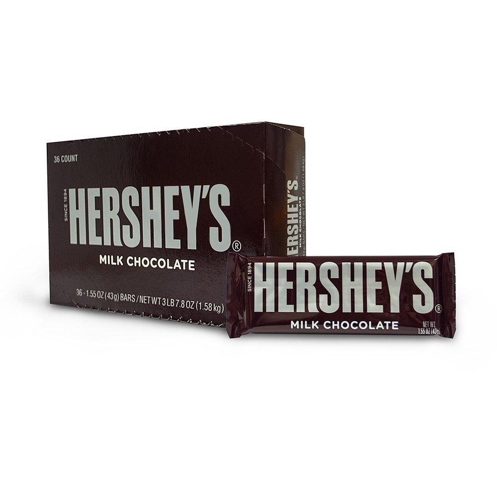 WH Candy Bulk Candy HERSHEY'S 1.55oz Milk Chocolate Bars - 36 Count Box (1 Box) - Free Cold Packaging