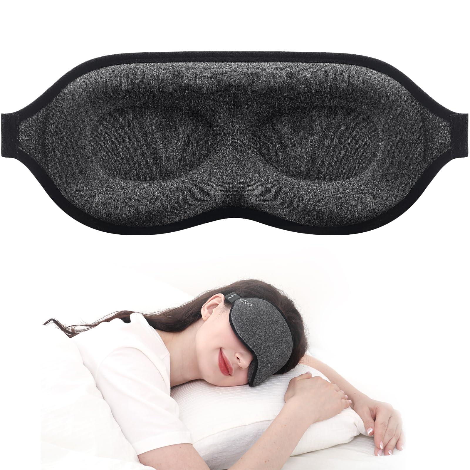 MZOO MZOO Luxury Sleep Mask for Back and Side Sleeper, Completely Block Out Light Sleeping Eye Mask for Women Men, Zero Eye Pressure 3D Contoured Night Blindfold, Breathable & Soft Eye Shade Cover