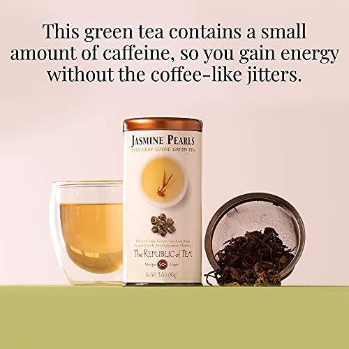 The Republic of Tea The Republic of Tea Jasmine Pearls Full-Leaf Loose Green Tea | 3.0 Ounce Refill Bag | Steeps 50 Cups