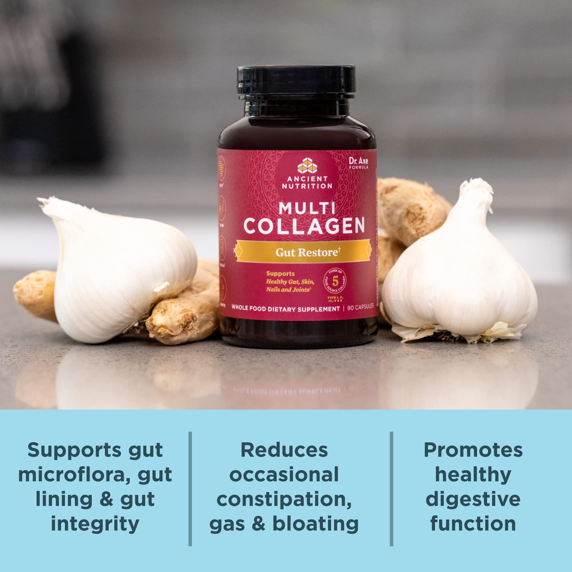 Ancient Nutrition Collagen Pills with Probiotics for Gut Health by Ancient Nutrition, Multi Collagen Capsules Gut Restore 90 Ct, Supports Gut, Joints, Hair & Nails, Gluten Free, Paleo and Keto Friendly