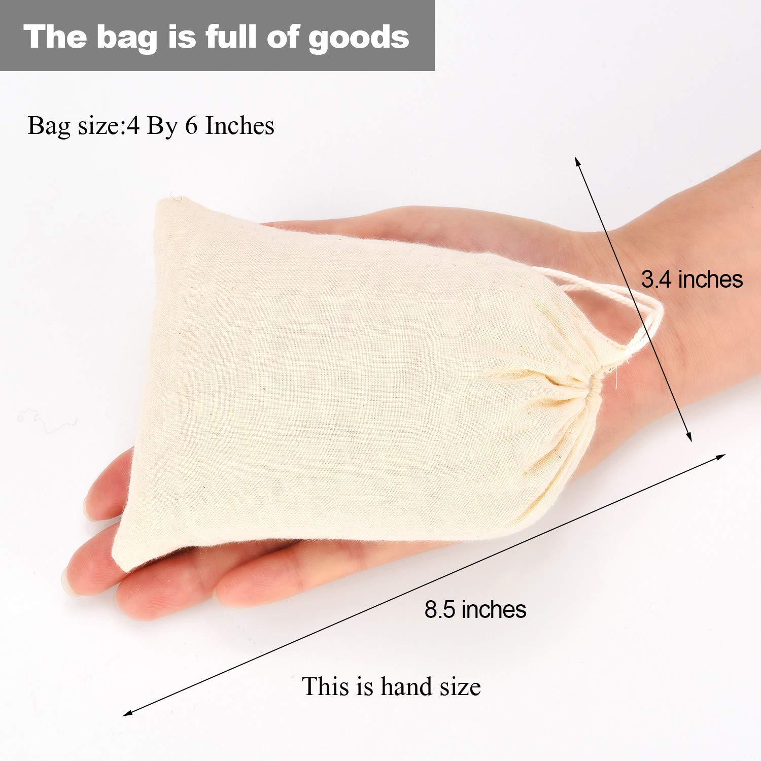 Tatuo Tatuo 50 Pieces 4 x 6 Inches Muslin Cotton Drawstring Bags Canvas Linen Sachet Bag Reusable Empty Gift Pouch for Party Home Supplies