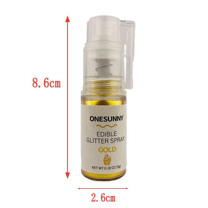 ONESUNNY Edible Gold Glitter Spray Cake Decorating Gold Luster Dust Metallic Shimmer Food Grade Dust Powder Food Coloring Glitter Powder for Cake Decorating-5g Bottle