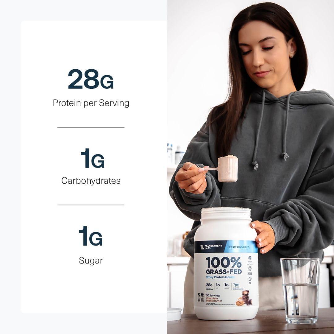 Transparent Labs Transparent Labs Grass-Fed Whey Protein Isolate - Naturally Flavored, Gluten Free Whey Protein Powder with 28g of Protein per Serving & 9 Amino Acids - 30 Servings, Milk Chocolate
