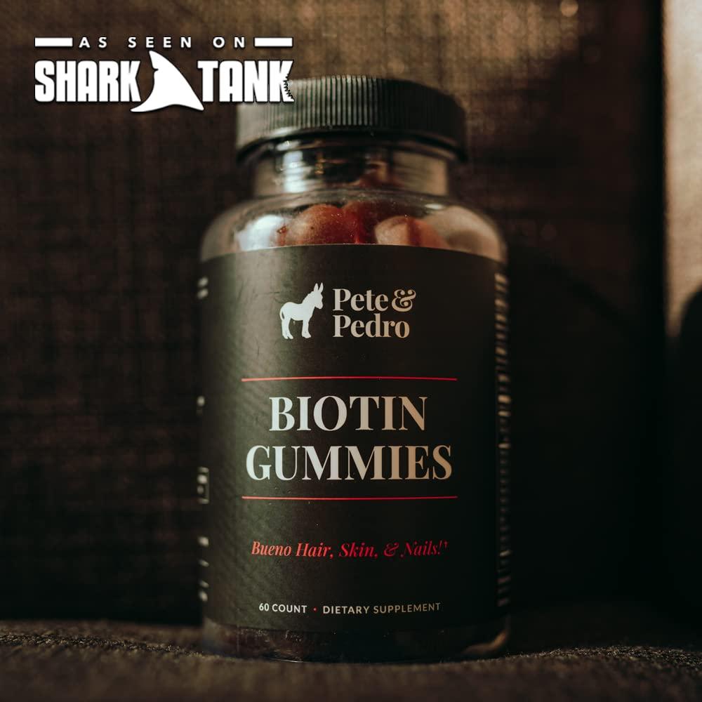 Pete & Pedro Pete & Pedro BIOTIN Gummies for Hair, Skin & Nails Growth for Women & Men |Hair Grow Supplement for Stronger Skin, & Nails | Cherry Biotin Gummy 5000mcg Per Serving | Seen on Shark Tank, 60 Count