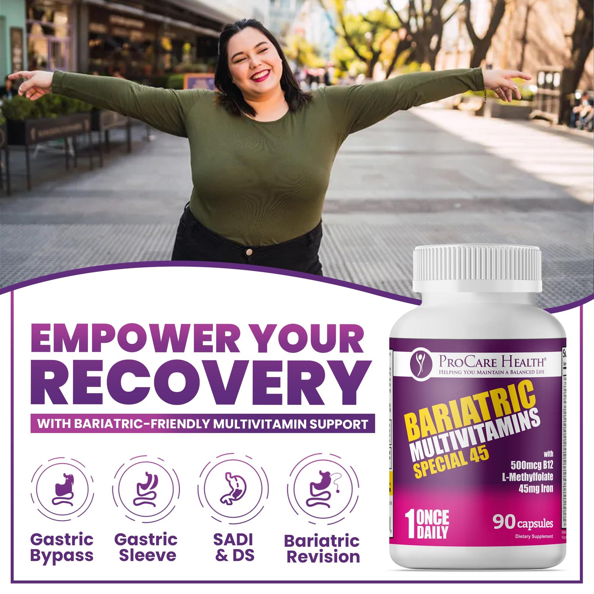 ProCare Health ProCare Health Bariatric Multivitamin with Iron (90 Capsule) - 45mg Iron with Reduced B12 - Post Op Bariatric Vitamins for Gastric Bypass Sleeve Patients, Sustains Recovery & Energy (03 Month Supply)