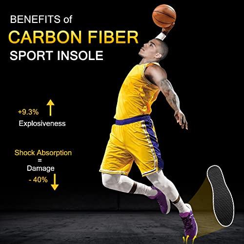 Docarbonfi Carbon Fiber Insoles for Sport, Foot Support Performance Insoles for Athletes-Reduces Shock to Increase Energy Return & Injury-Preventing, Sport Insole fit for Playing Basketball,Soccer,Running, 235mm