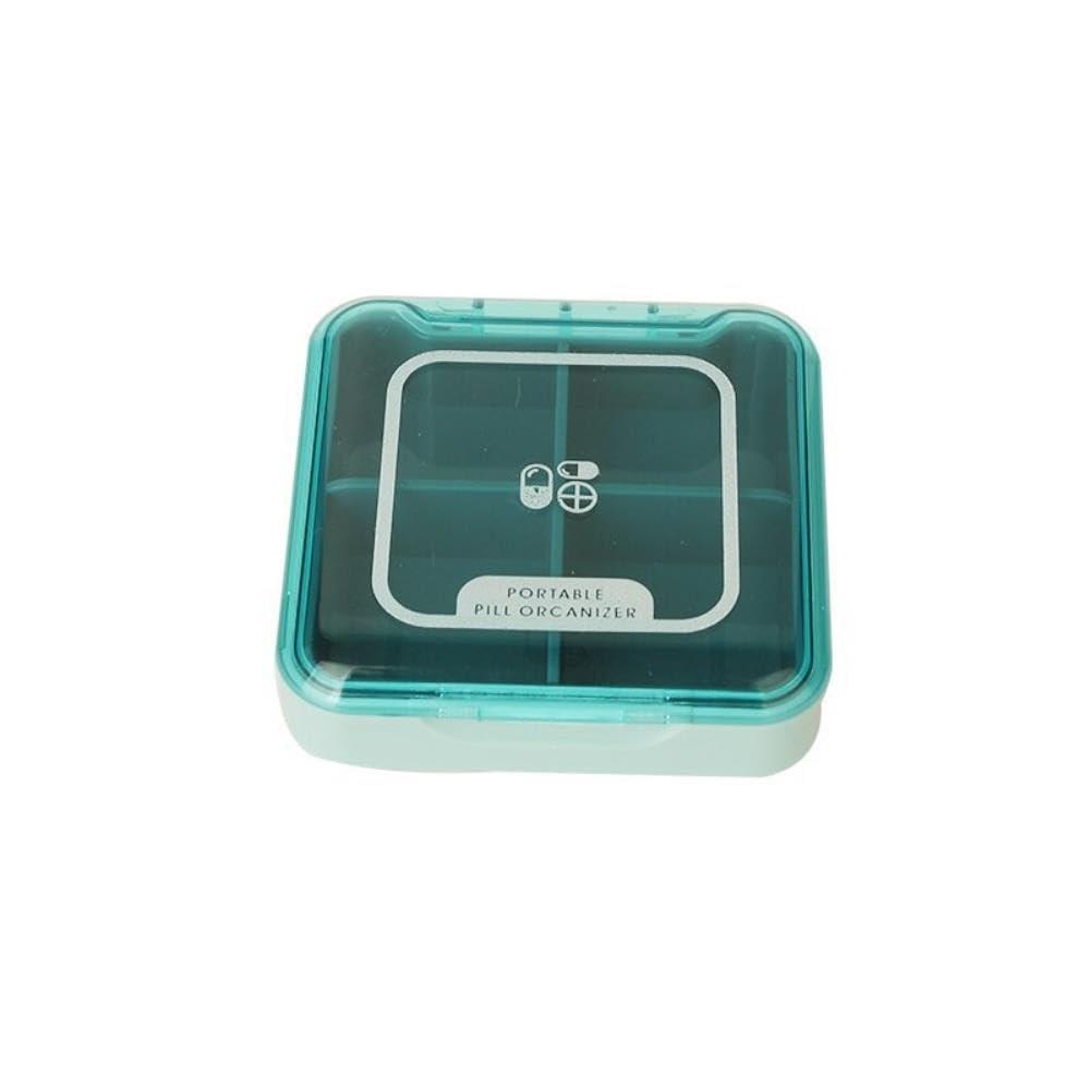 HaiFeng Trade Medicine Box Portable Split Pack Small Mini Large Capacity Tablet Storage Box One Week Carry Transparent Split Pack Small Medicine Box (Light Blue)